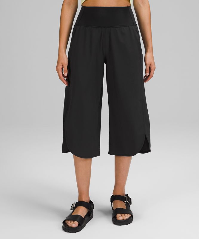 Wide-Leg Side Wrap High-Rise Cropped Pant