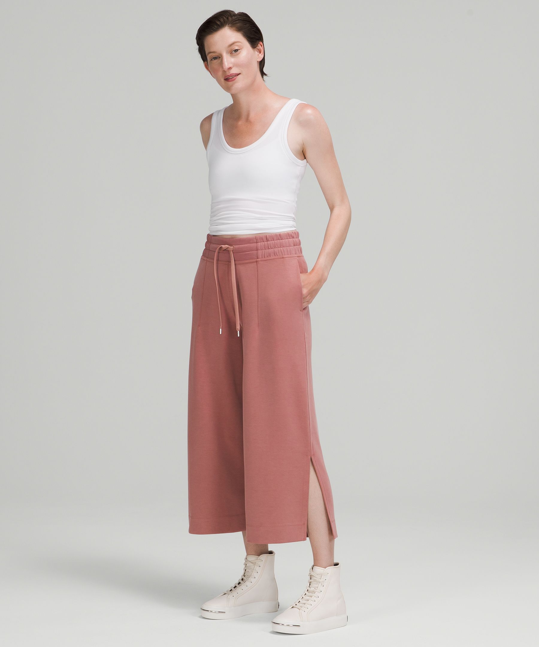 H&M peach cotton blend wide leg joggers