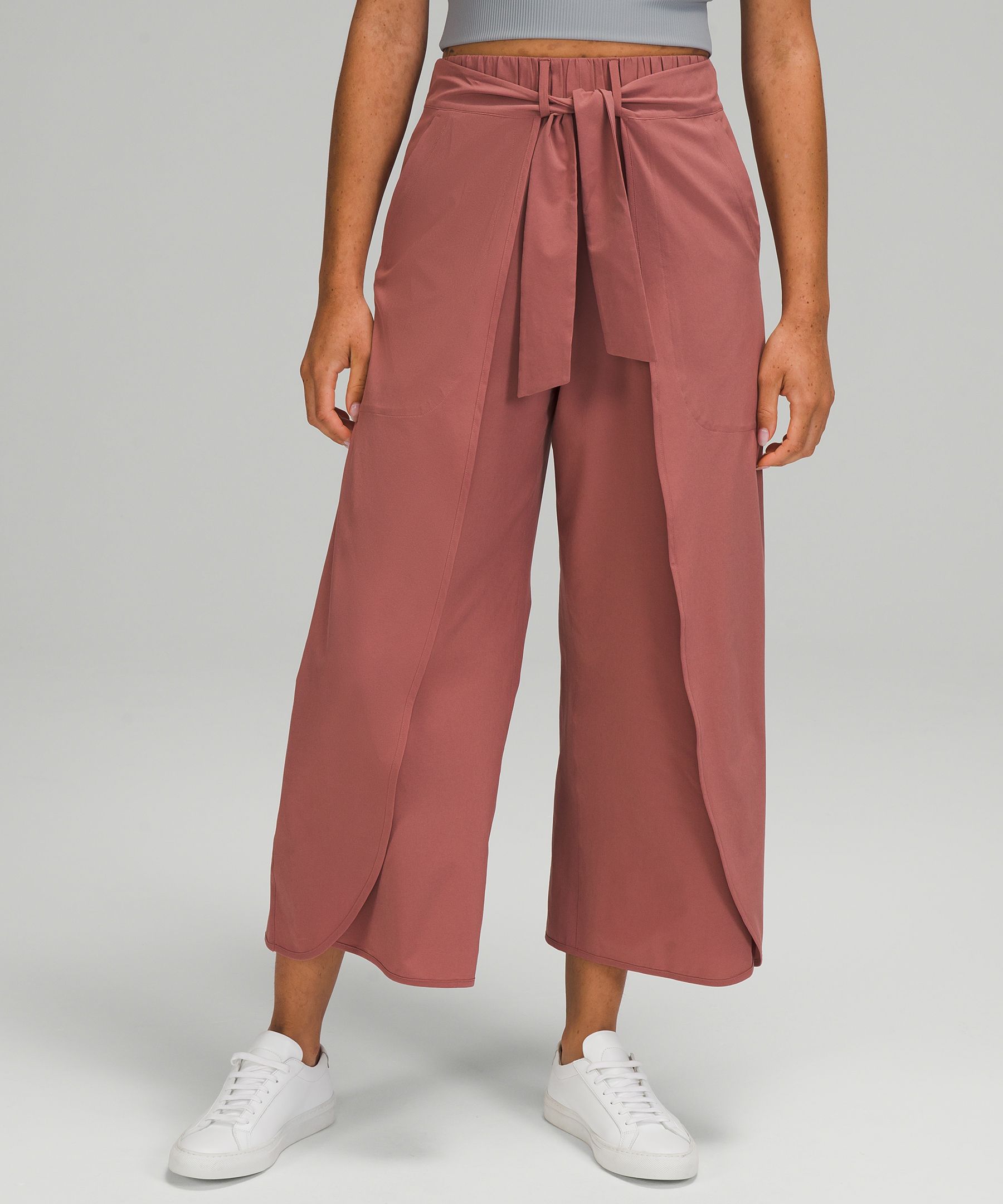 High Waisted Wide Leg Trousers, Wrap Around Trousers