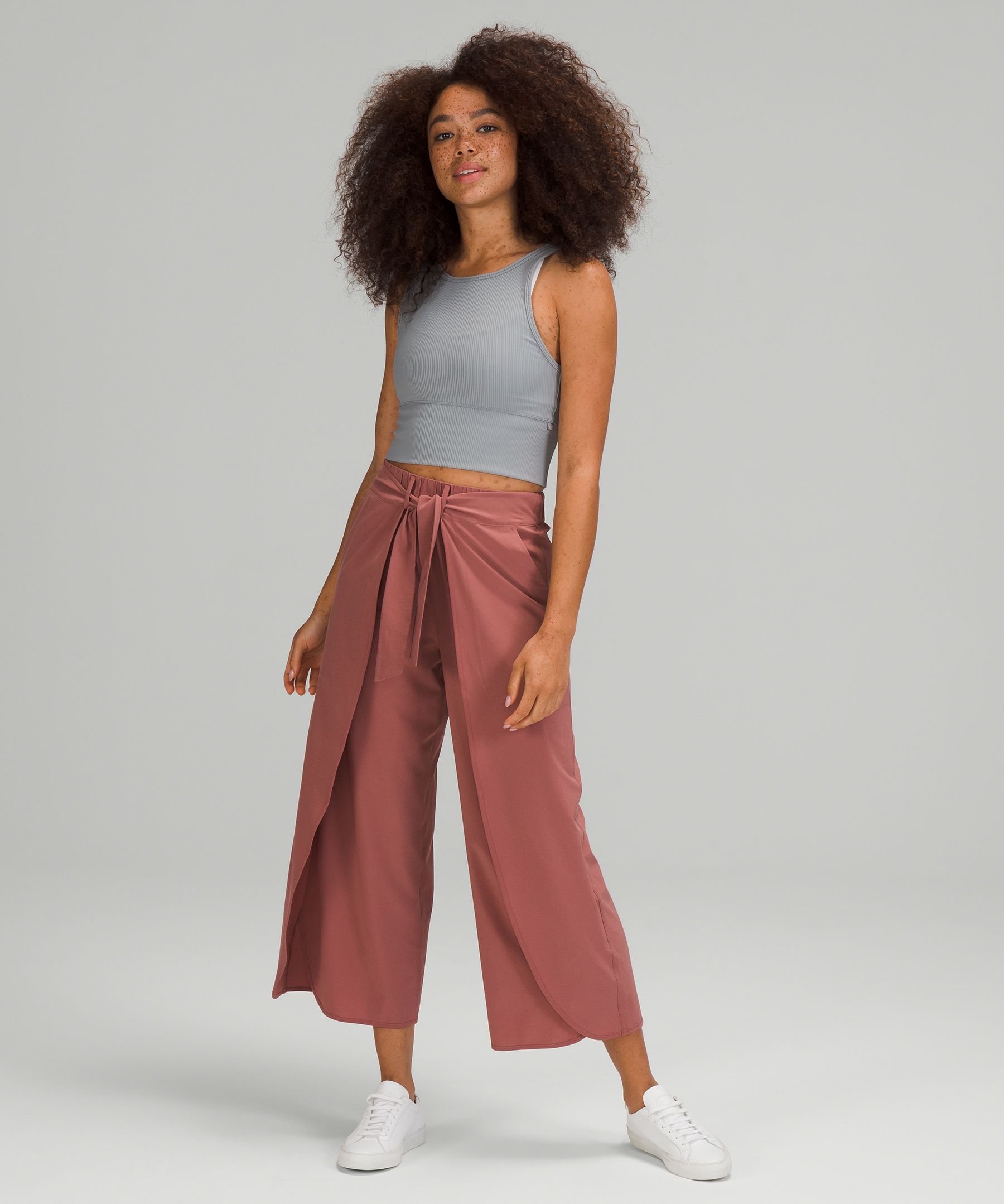 Wrap-Front Wide Leg High-Rise Crop