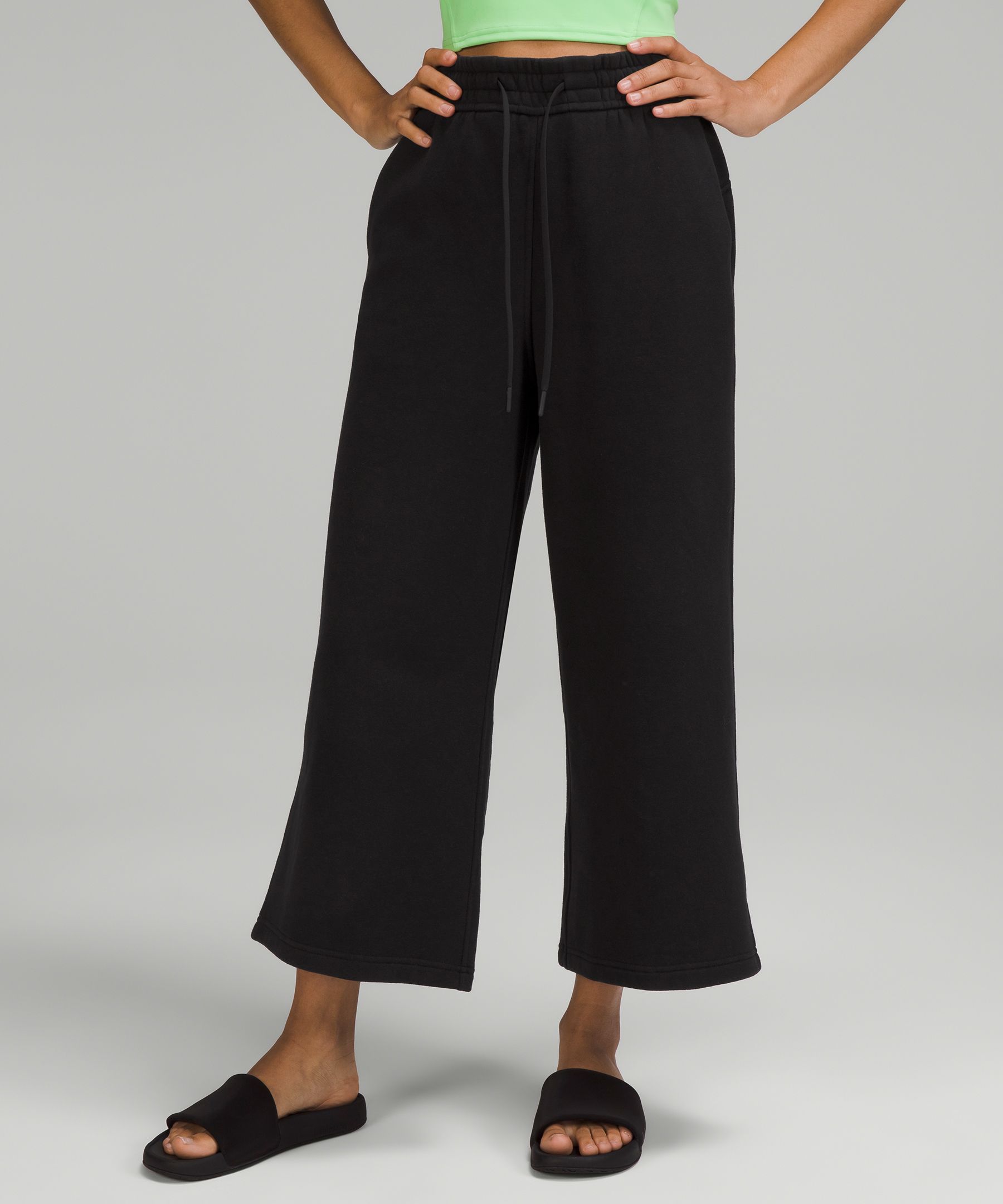 Lululemon City Sleek 5 Pocket Wide-Leg High Rise 7/8 Length Pants Black  size 33