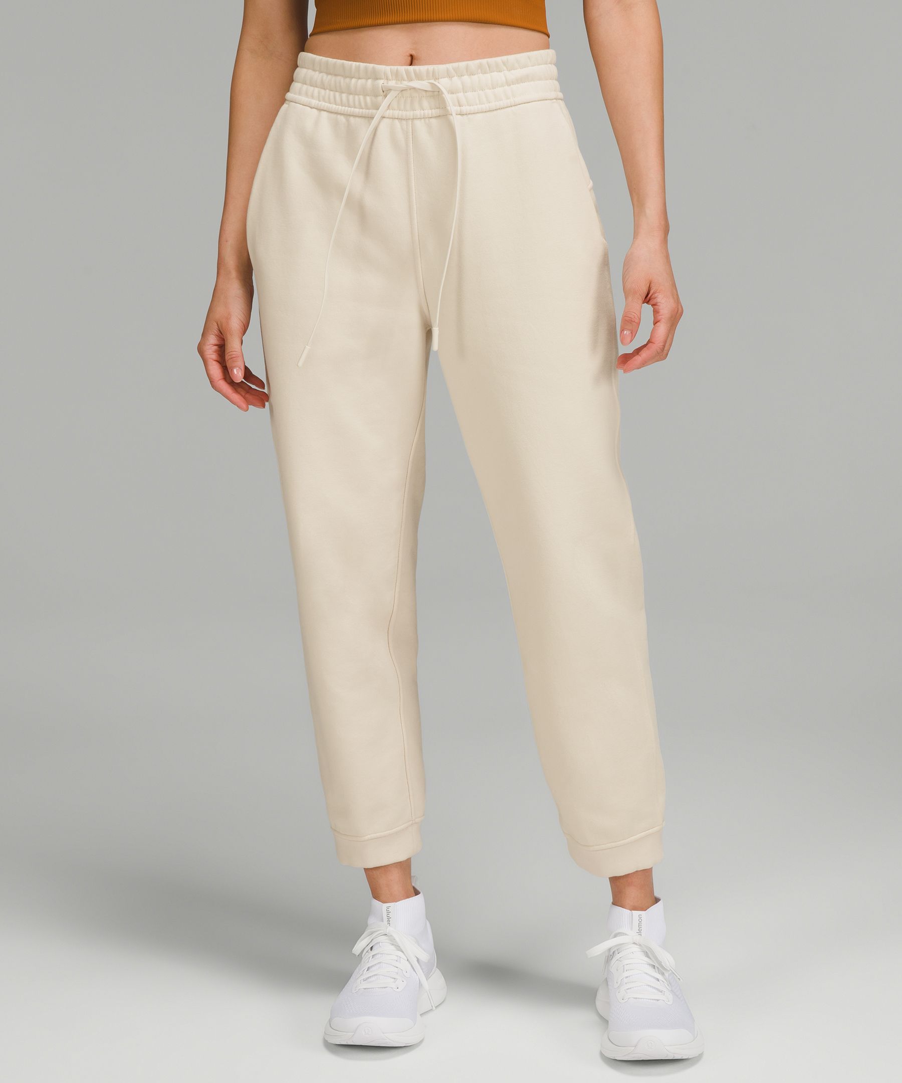 Lululemon Loungeful High-rise Cropped Joggers In White Opal