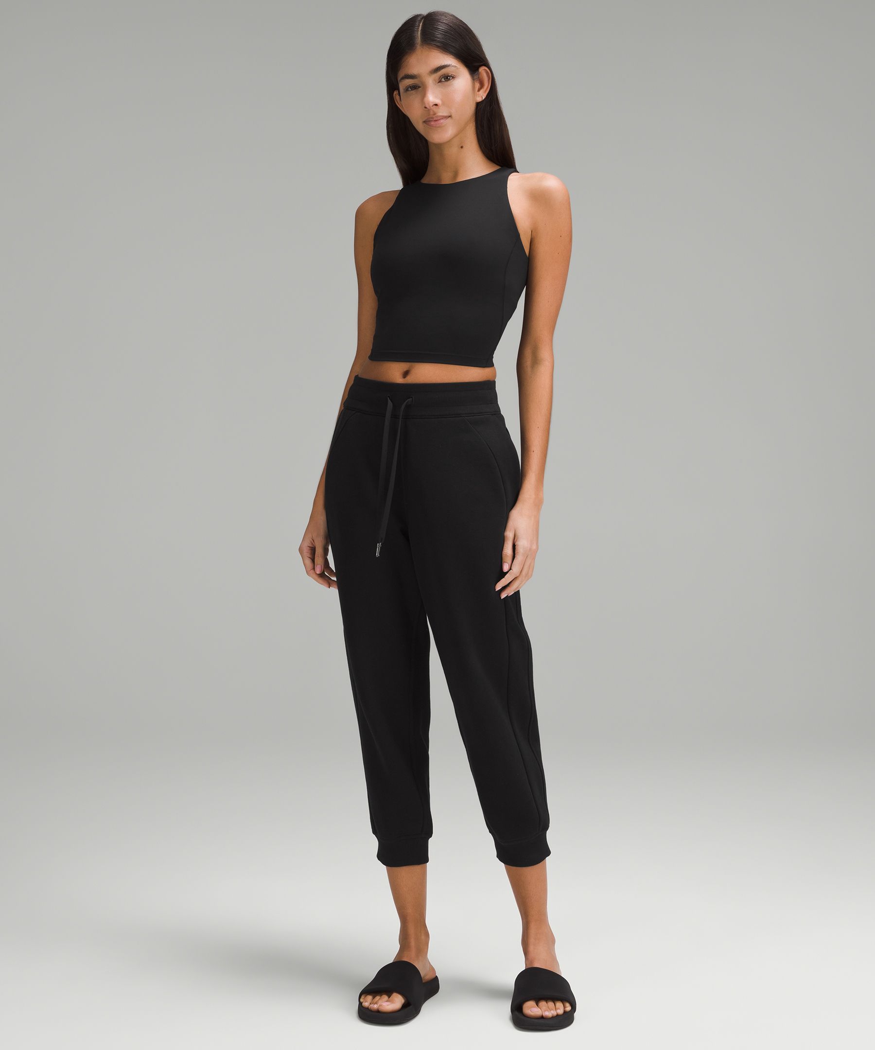 Shop Lululemon Scuba High-rise Cropped Joggers In Black