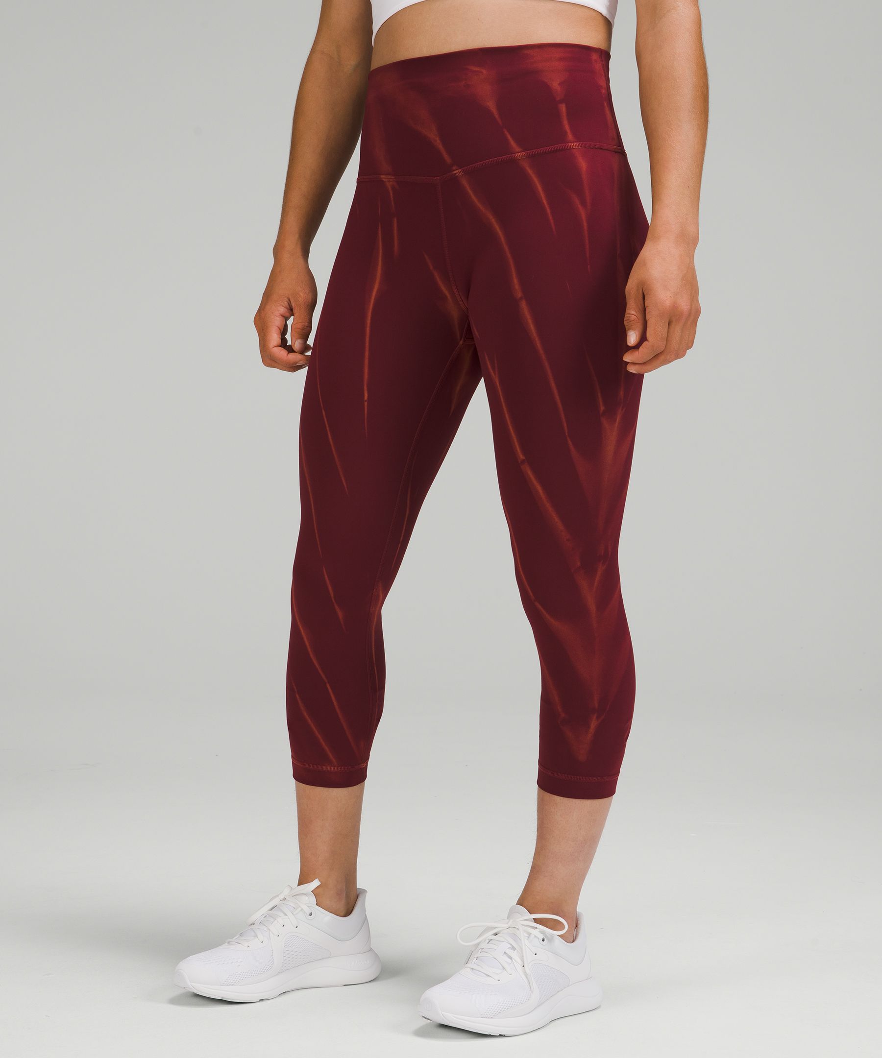 Lululemon Wunder Train High-rise Crop 23 In Sun Bleached Wash Red Merlot