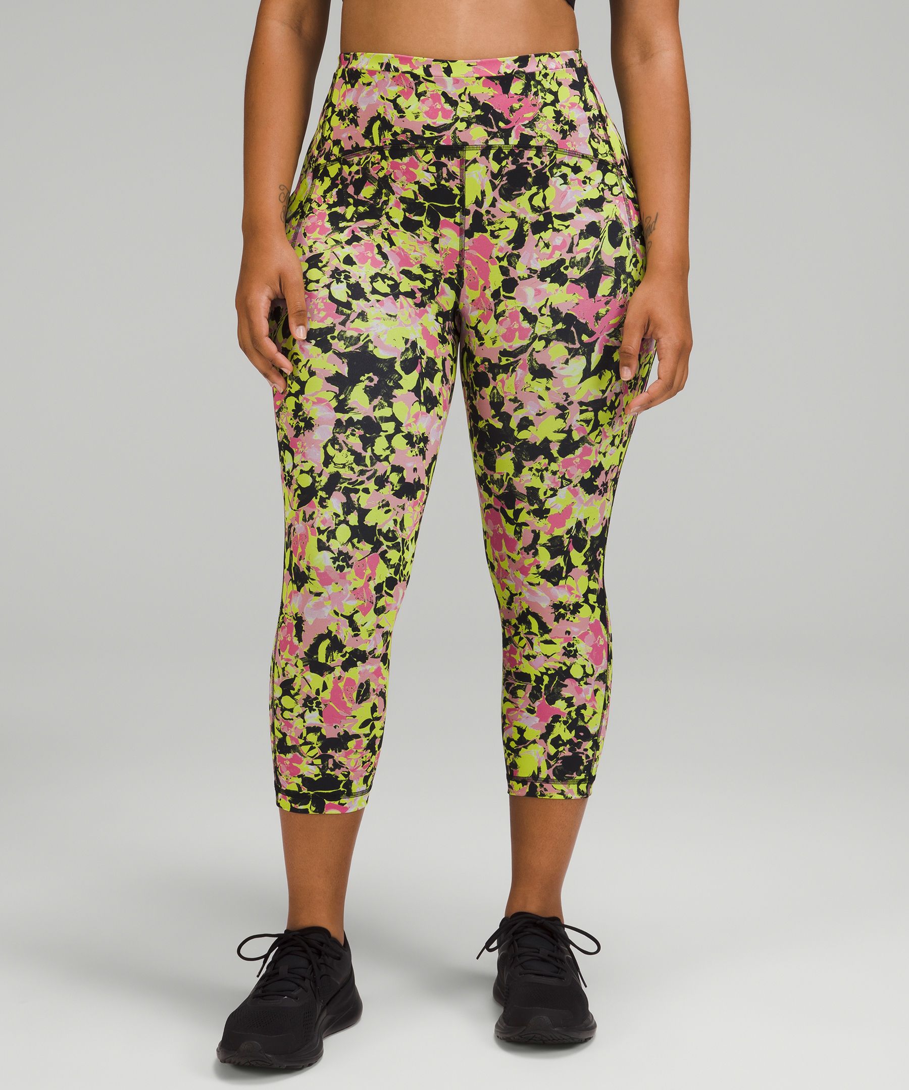 Lululemon Swift Speed High-rise Crop 21" In Inflect Floral Highlight Yellow