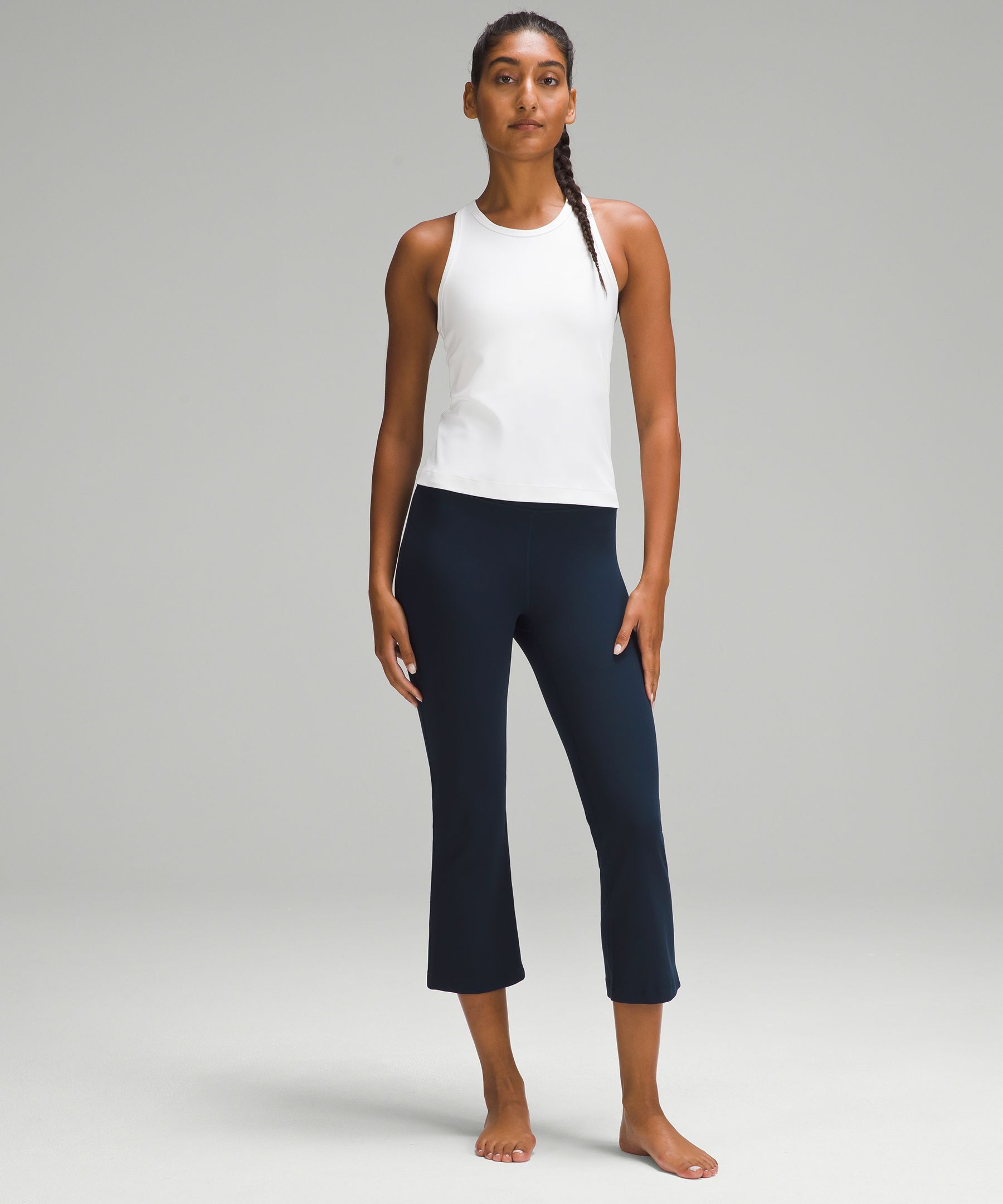 Lululemon Groove cropped flare color block athletic pants 6 Black - $41  (67% Off Retail) - From Candi