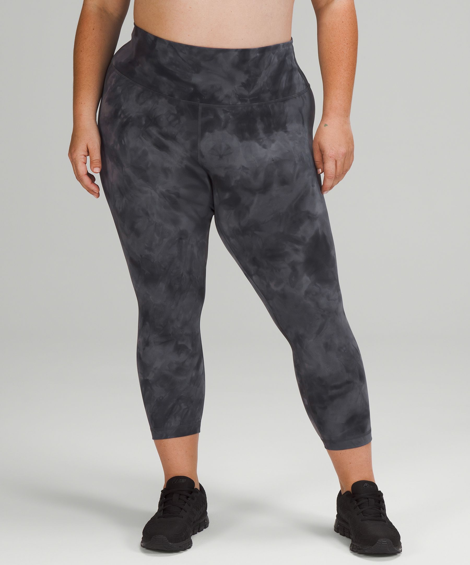 Lululemon Wunder Train High-rise Crop 23" In Diamond Dye Pitch Grey Graphite Grey