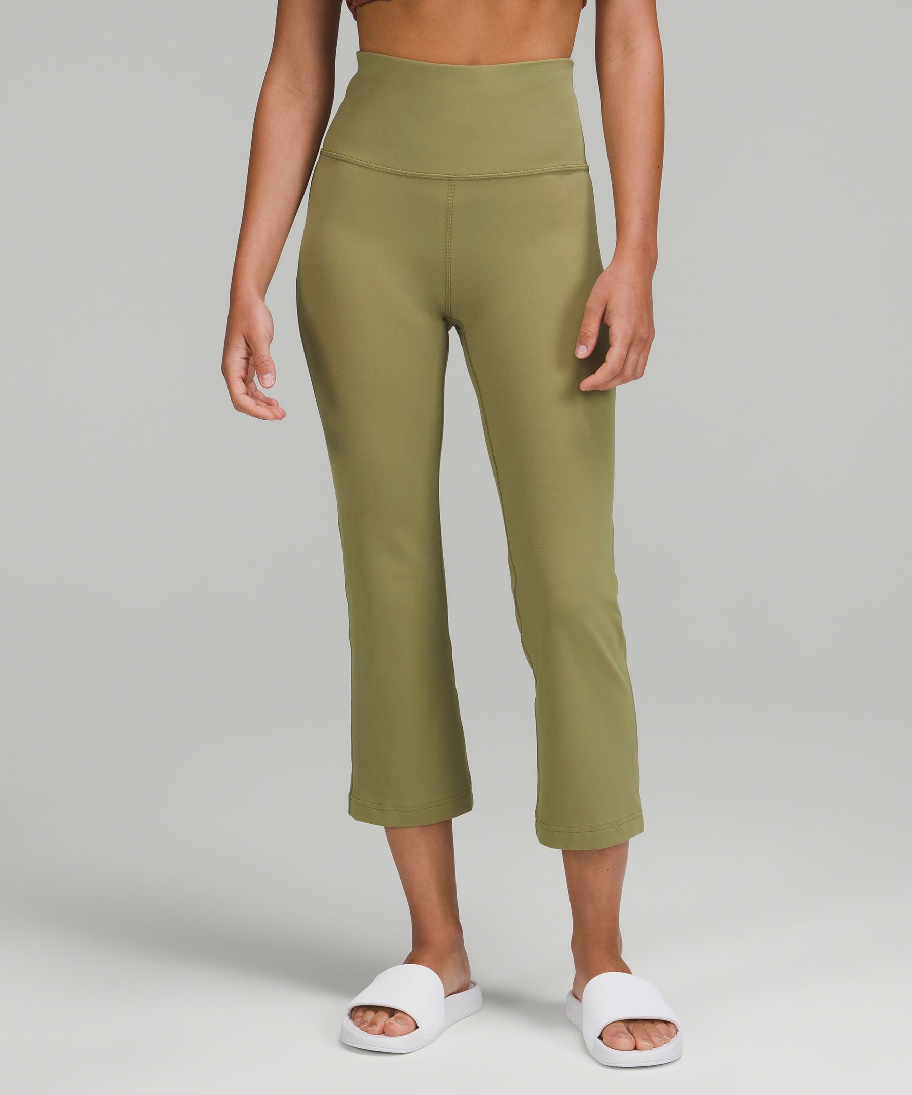 Lululemon Groove Super-high-rise Flared Pants Nulu In Bronze Green