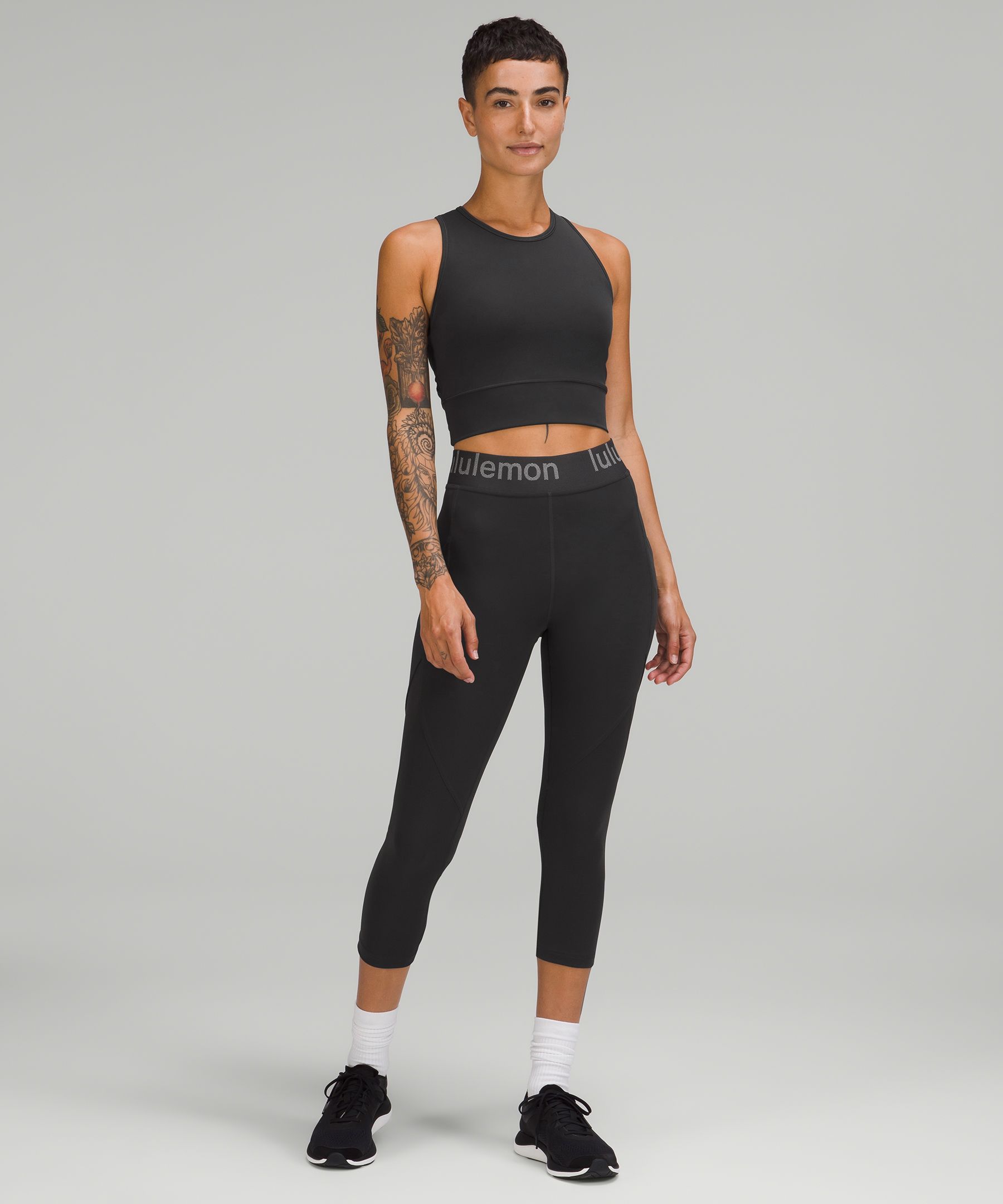 lululemon athletica Logo Waistband High-rise Training Crop 21 in Black