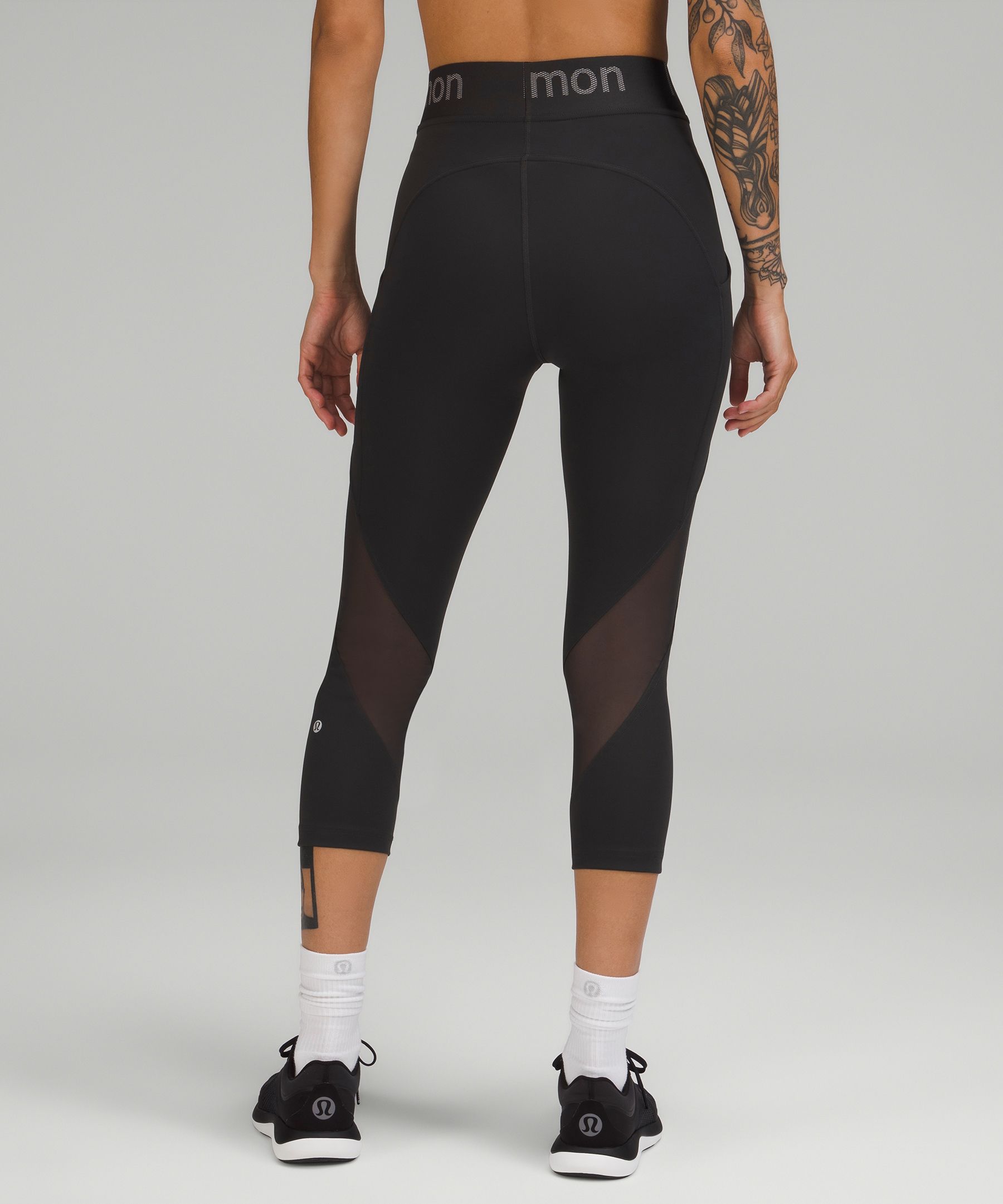 lululemon athletica Logo Waistband High-rise Training Crop 21 in Black