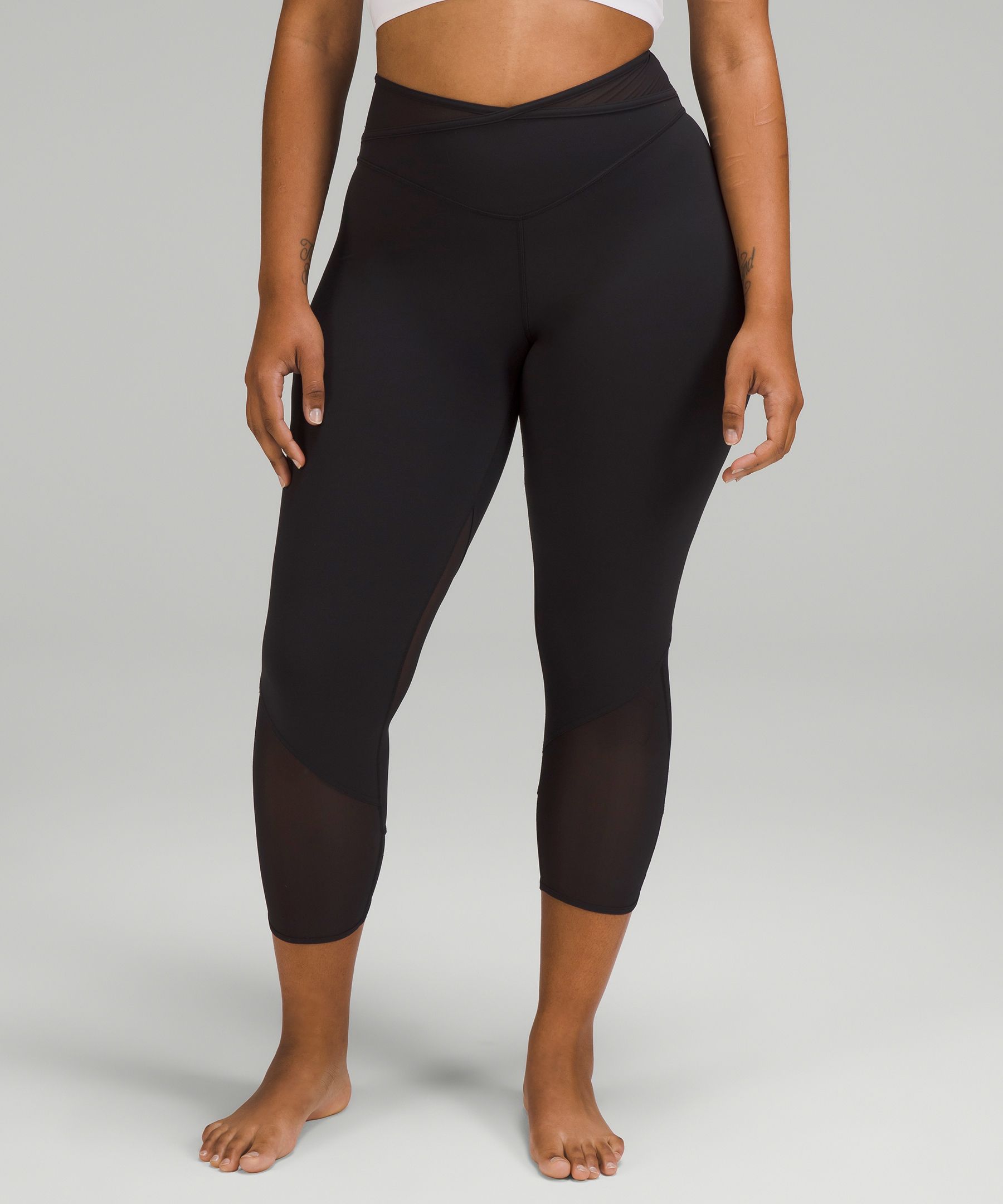 Yoga Pants With Mesh Cutouts Criscross Leg Cutouts 