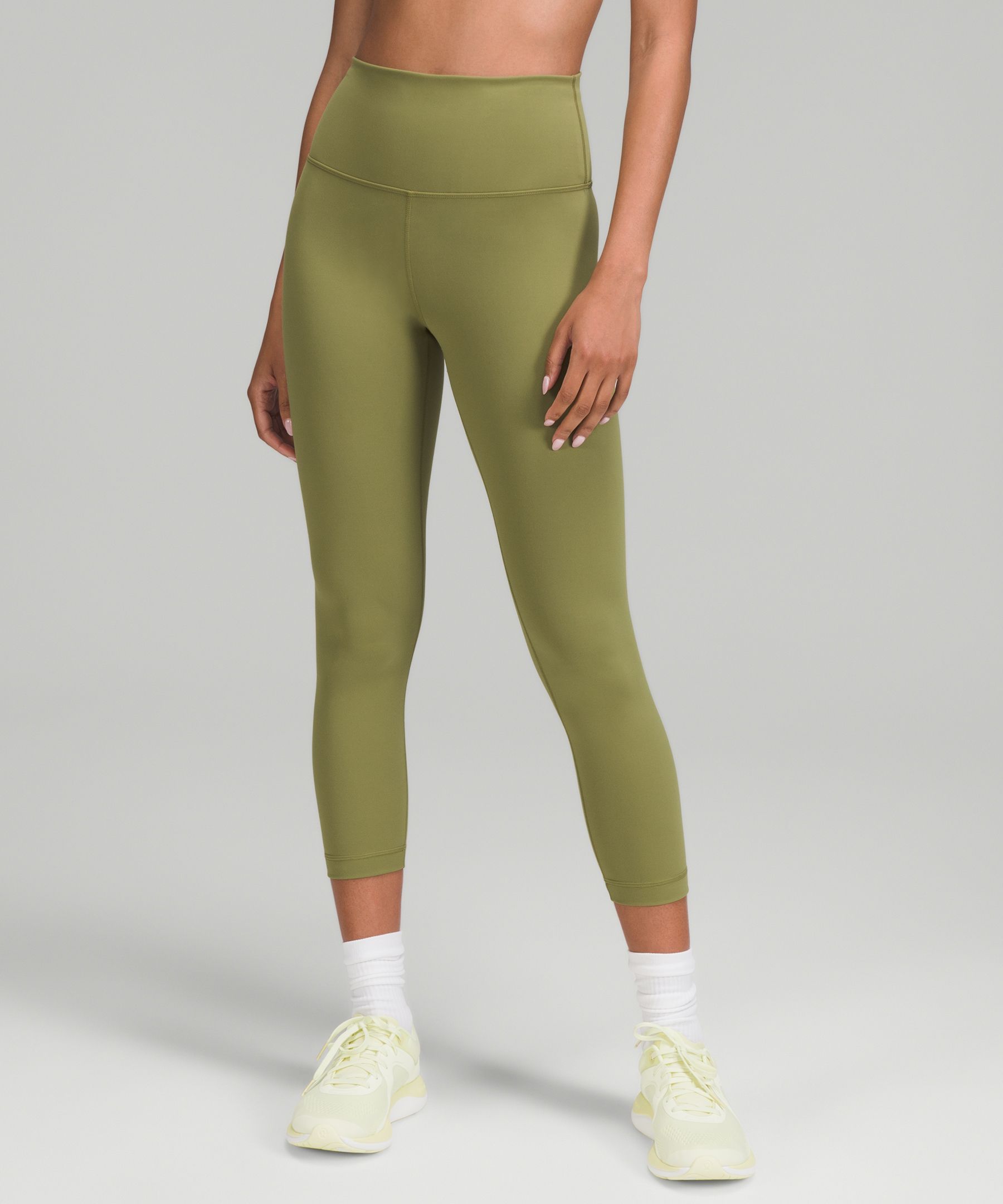 Lululemon Wunder Train High-rise Crop 23 In Bronze Green