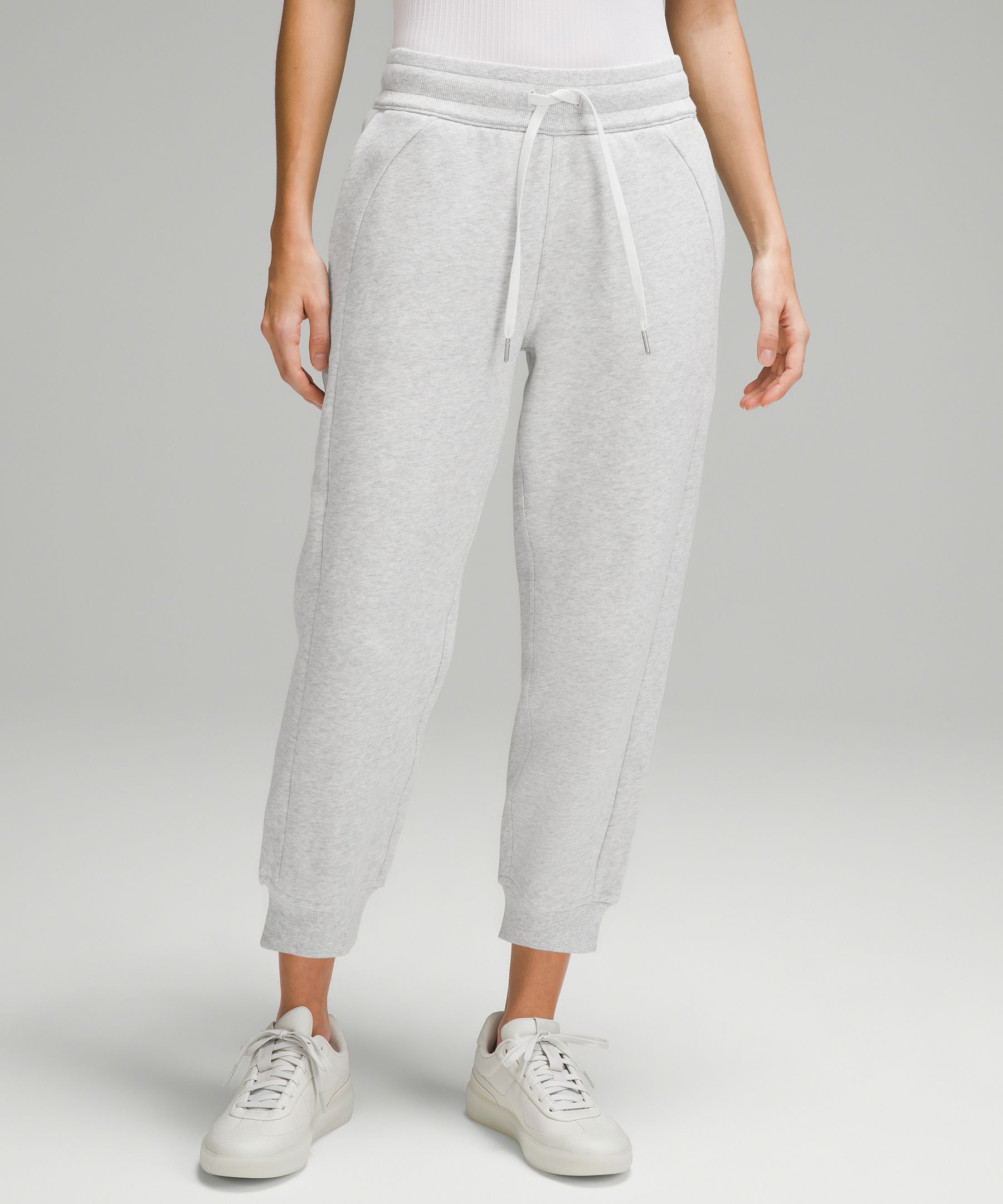 Shop Lululemon Scuba High-rise Cropped Joggers In Heathered Core Ultra Light Grey