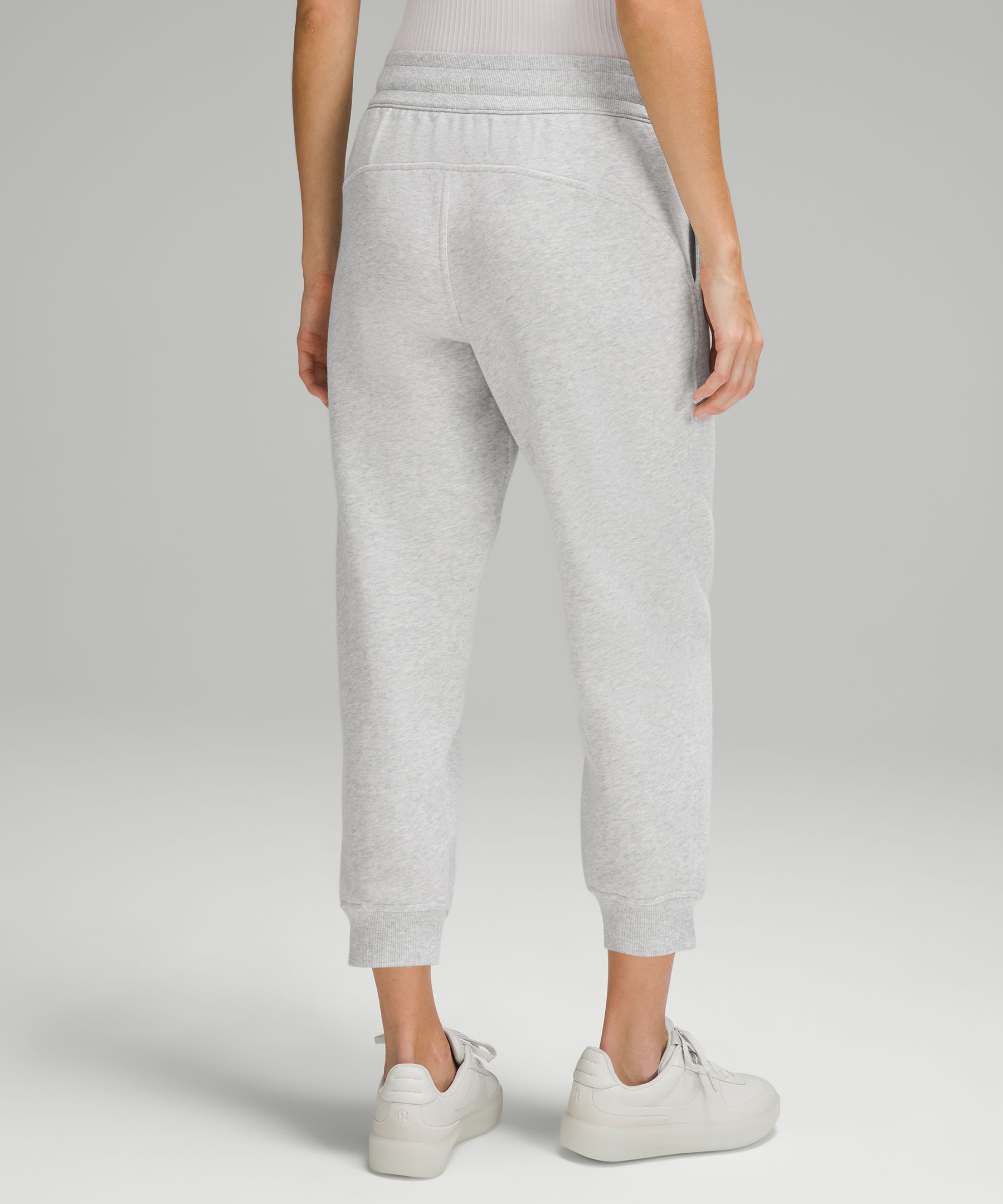 Shop Lululemon Scuba High-rise Cropped Joggers In Heathered Core Ultra Light Grey