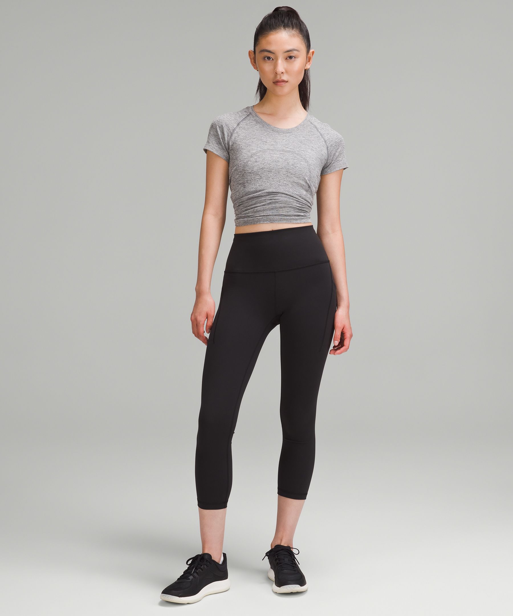 Lululemon Wunder Under Crop *Ribbed 23 - Black - lulu fanatics