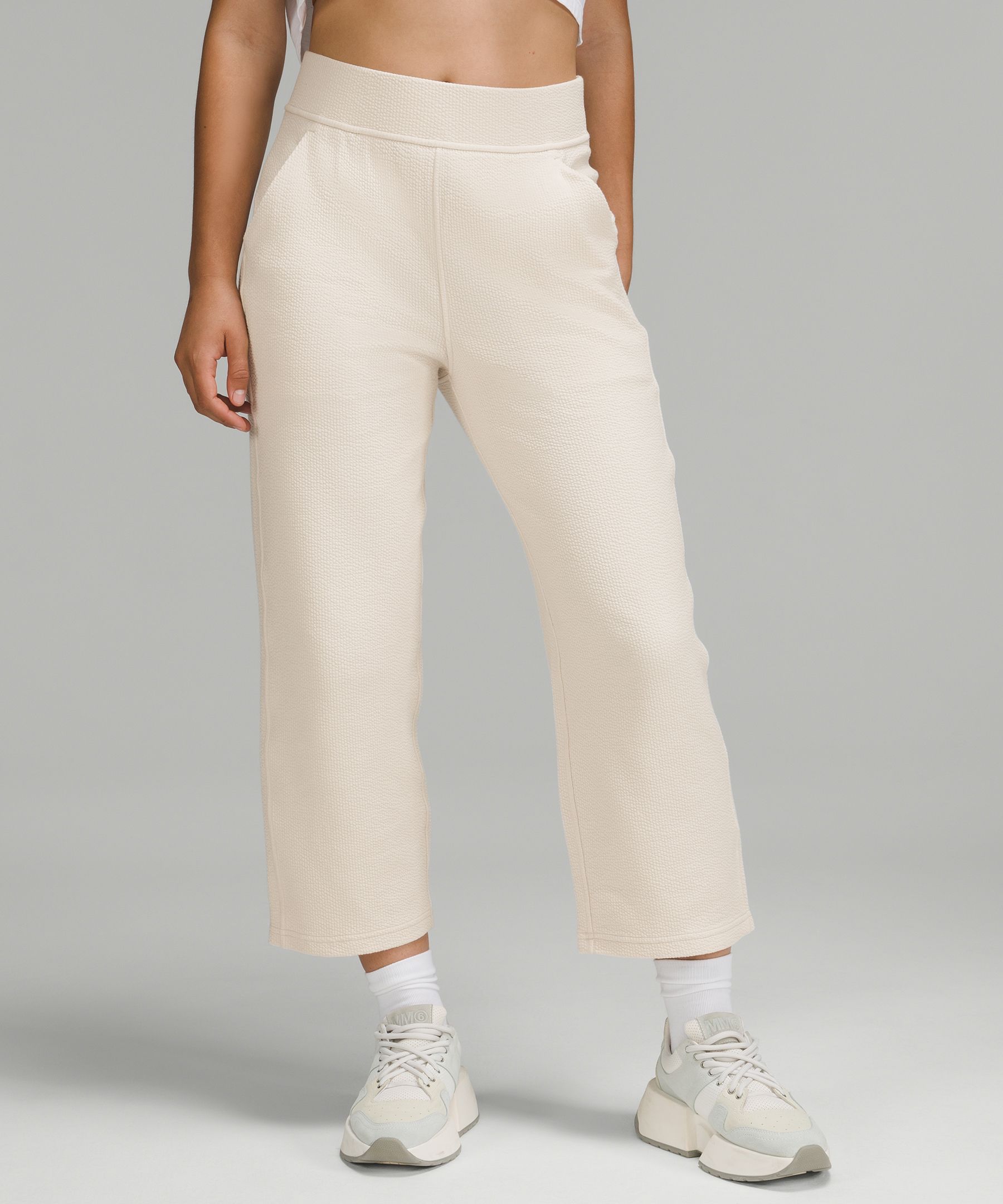 Straight Capri Trousers Plain White