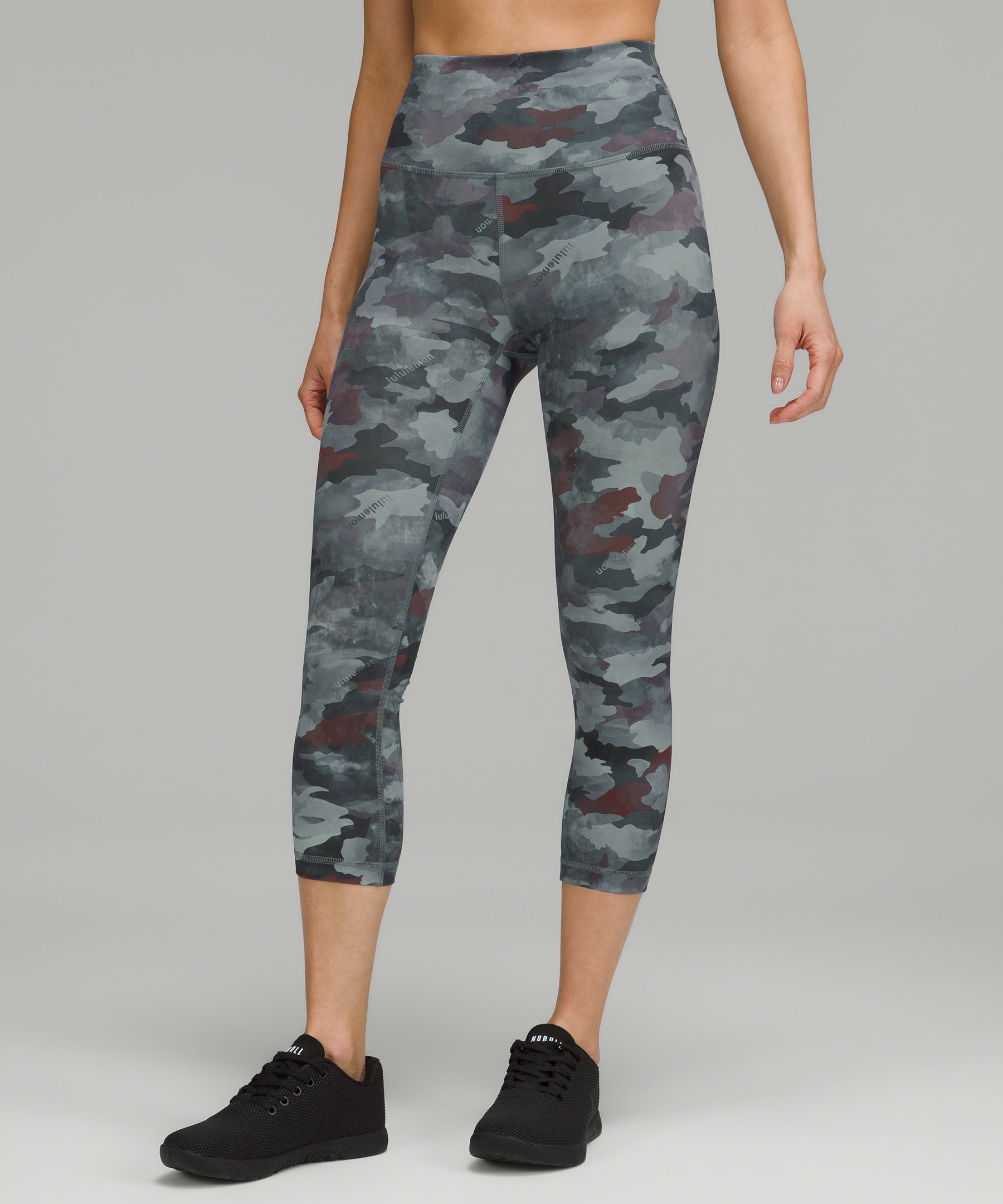 LULULEMON wunder train high rise leggings (capri) camo size 6