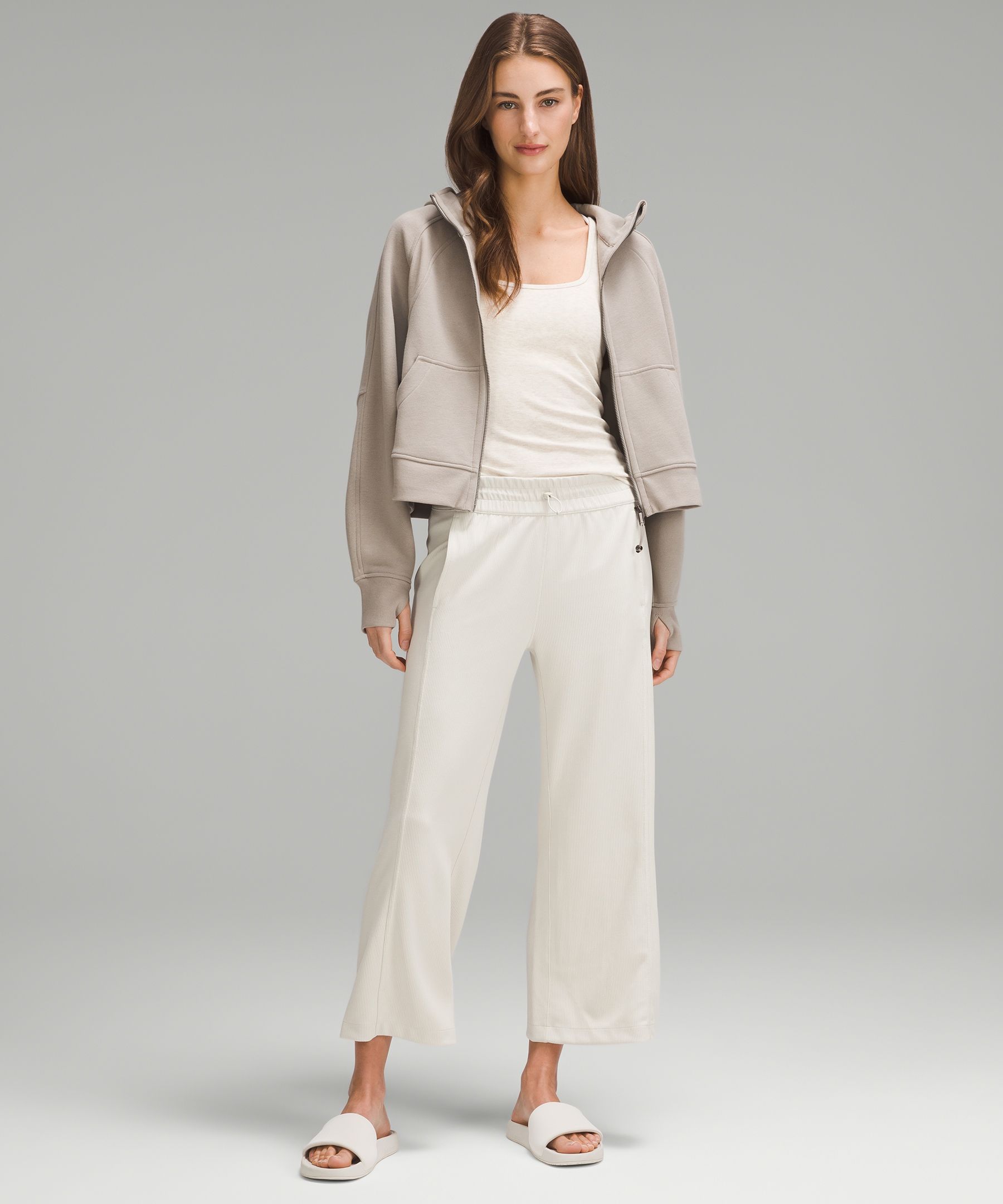 Ribbed Softstreme Mid-Rise Wide-Leg Cropped Pant 25