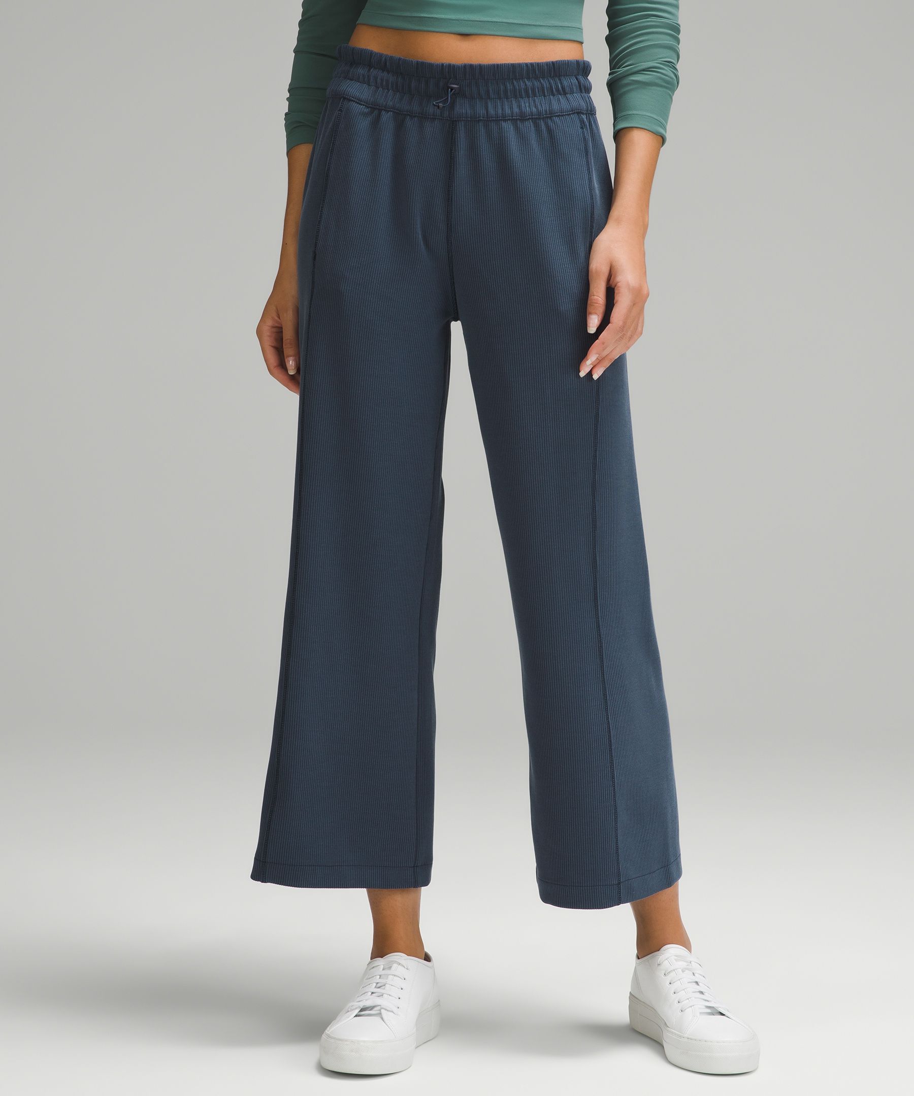 Lululemon Ribbed Softstreme Mid-rise Wide-leg Cropped Pants 25"