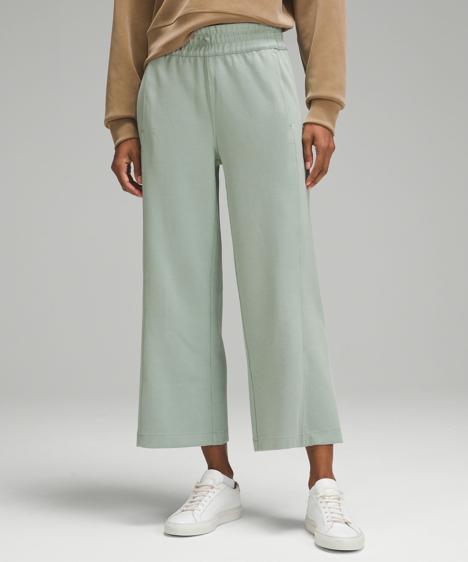 Lululemon Ribbed Softstreme Mid-rise Wide-leg Cropped Pants 25"