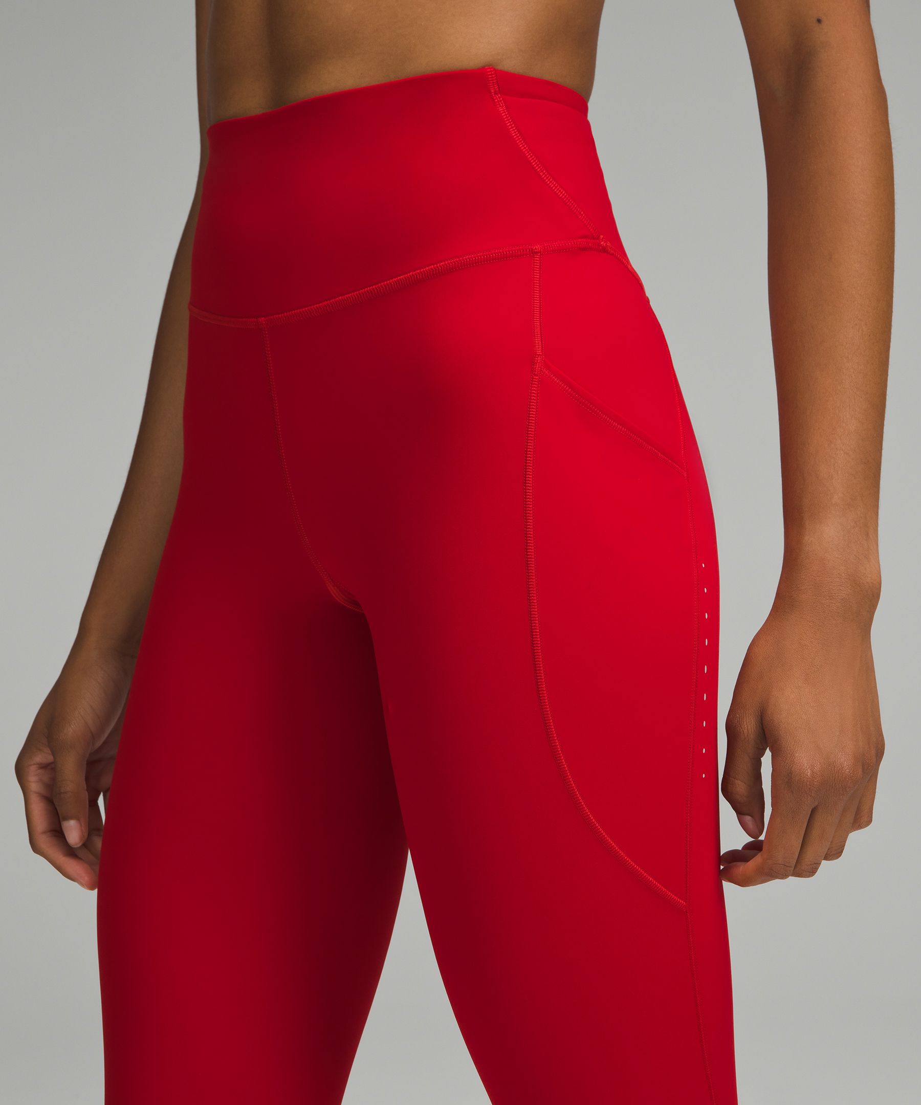 Lululemon Fast and Free High-Rise Crop 23 - Dark Red - lulu fanatics