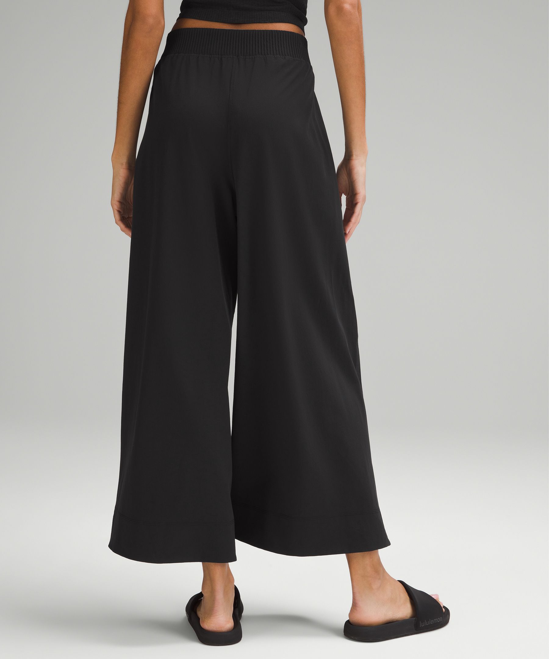 Shop Lululemon Stretch Woven High-rise Wide-leg Cropped Pants