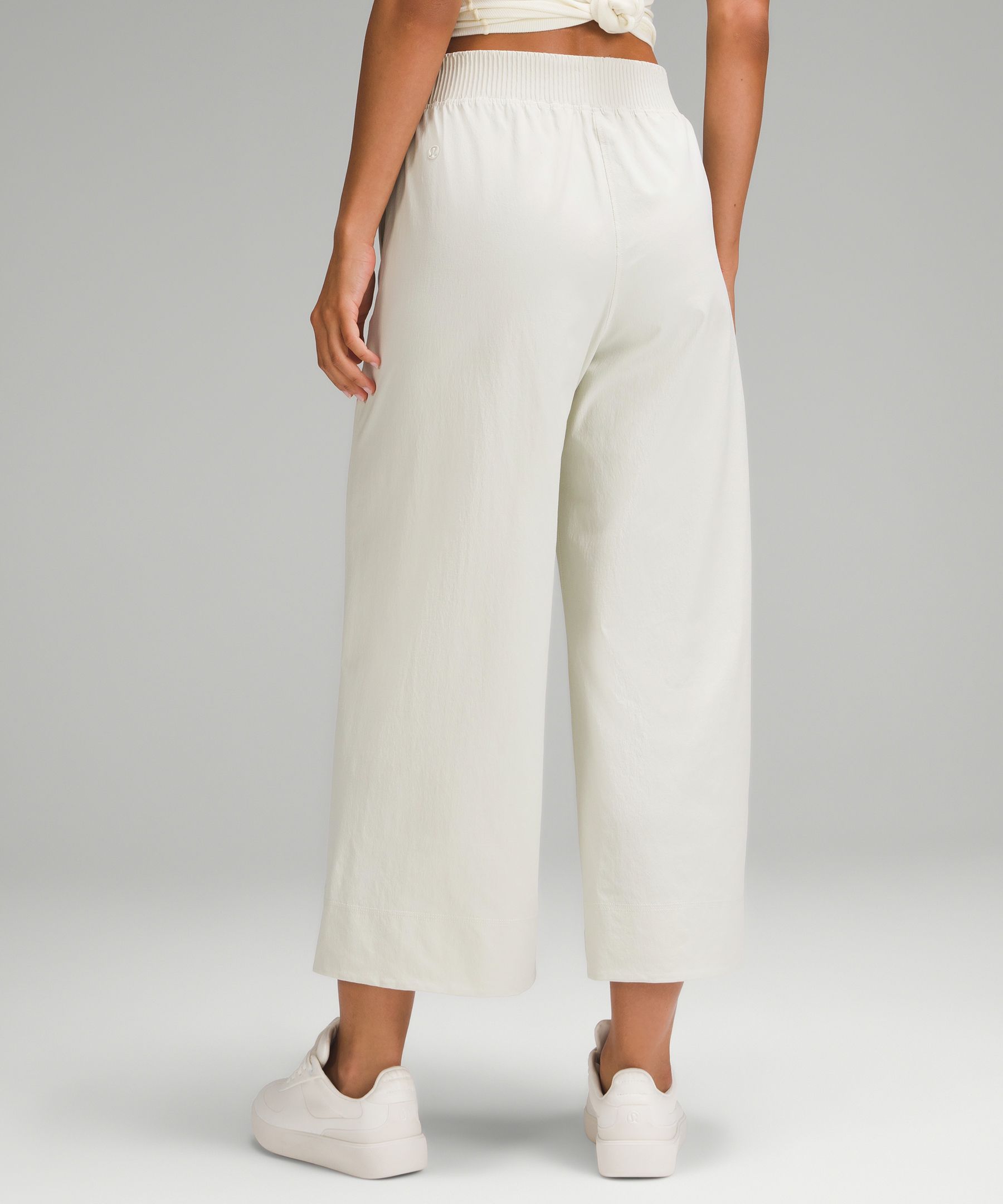 Stretch Woven High-Rise Wide-Leg Cropped Pant, Women's Capris