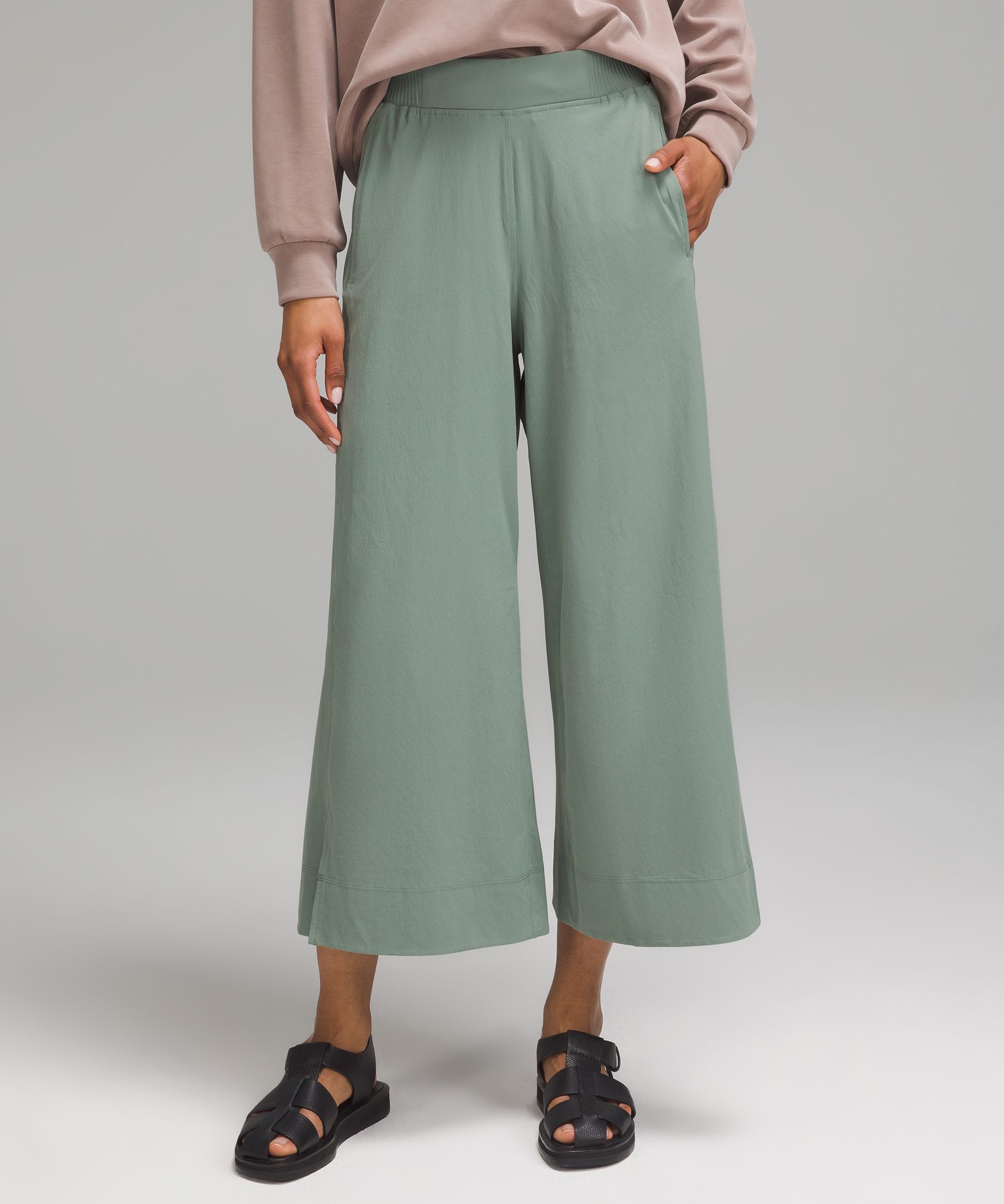 Stretch Woven High-Rise Wide-Leg Cropped Pant | Women's Capris