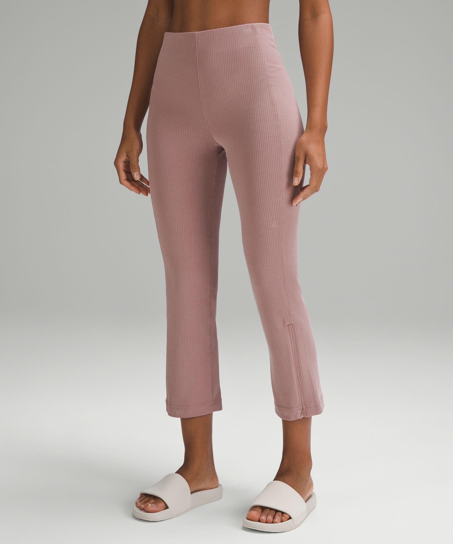 Lululemon Ribbed Softstreme Zip-leg High-rise Cropped Pants 25"