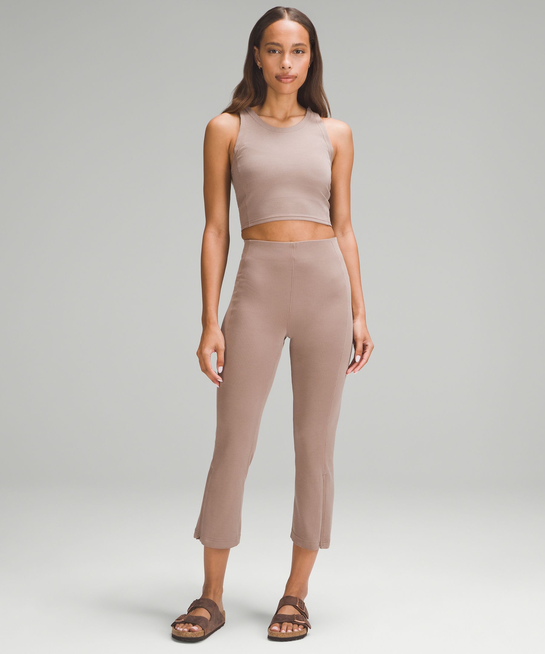 Ribbed Softstreme Zip-Leg High-Rise Cropped Pant 25