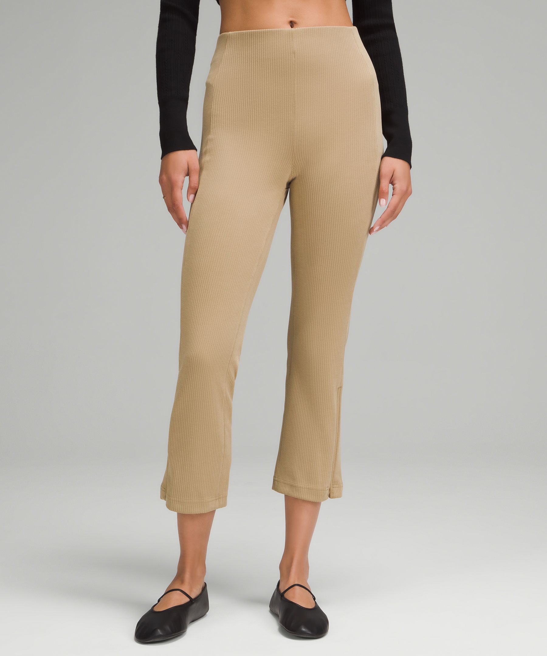 Ribbed Softstreme Zip-Leg High-Rise Cropped Pant 25"