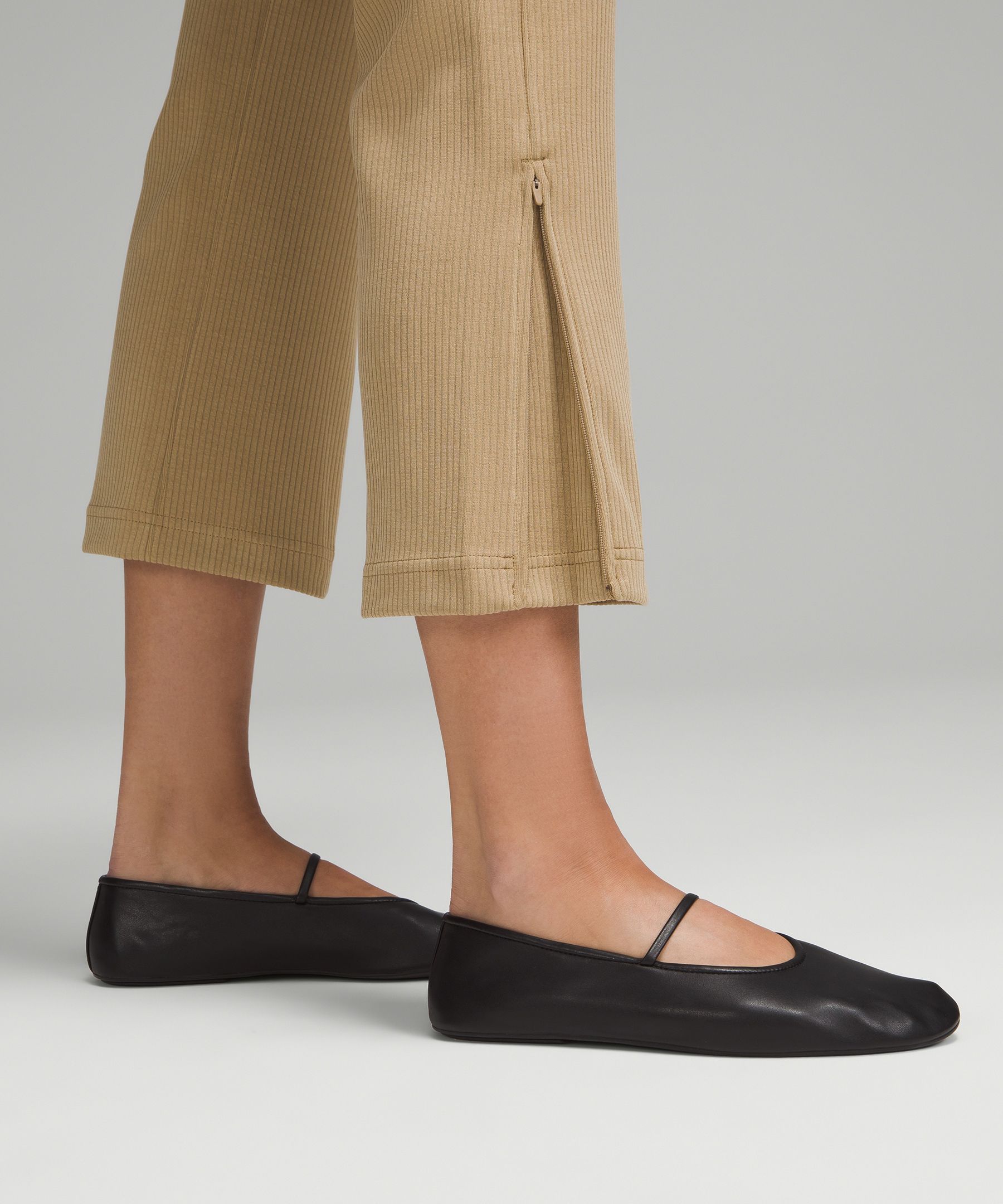 Lululemon Ribbed Softstreme Zip-leg High-rise Cropped Pants 25"