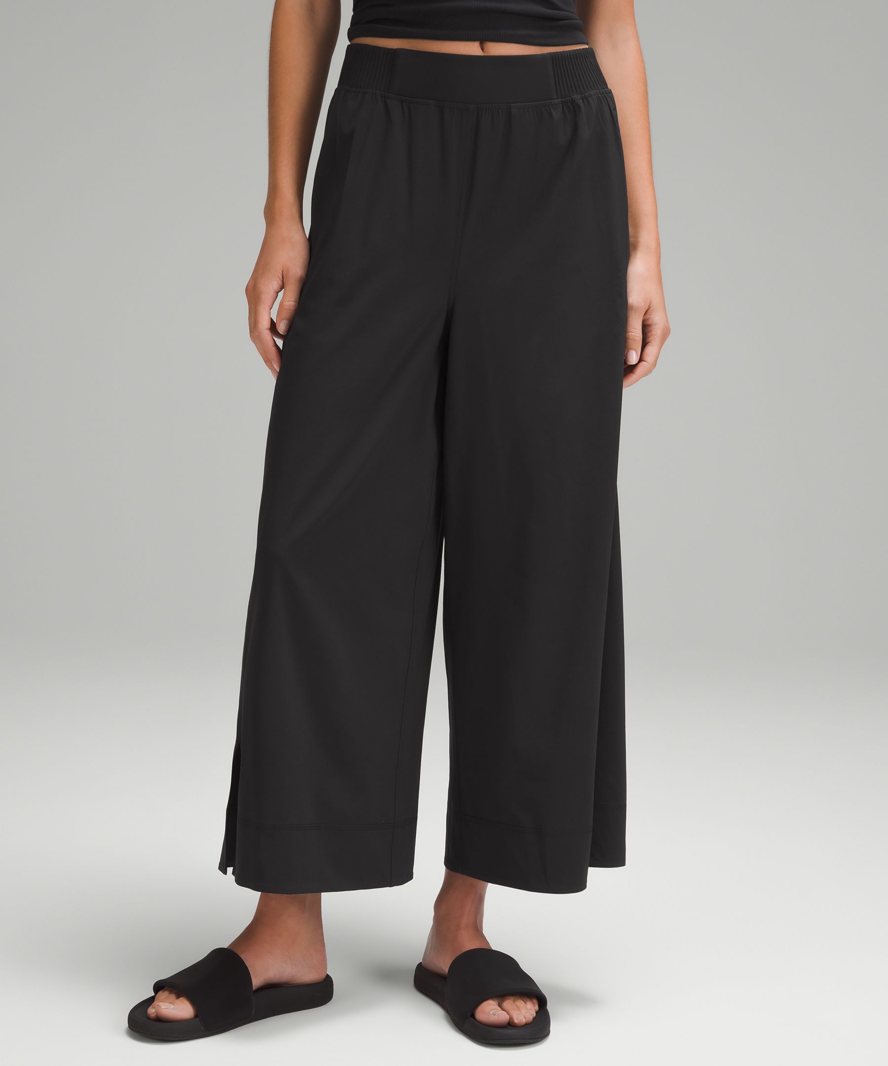 Stretch Woven High-Rise Wide-Leg Pant, Bottoms