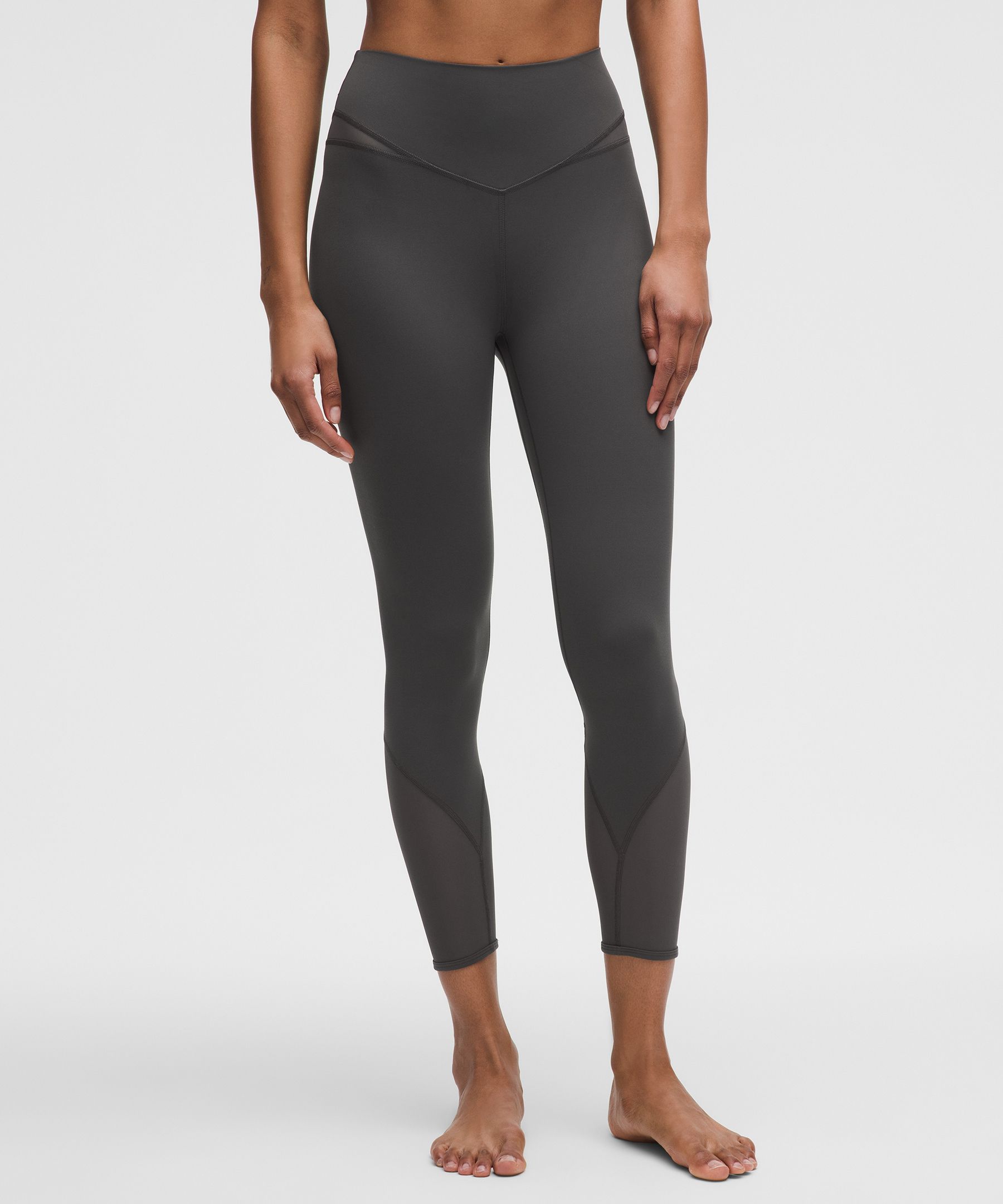 Lululemon Crop Black Leggings Side Mesh Details Size India