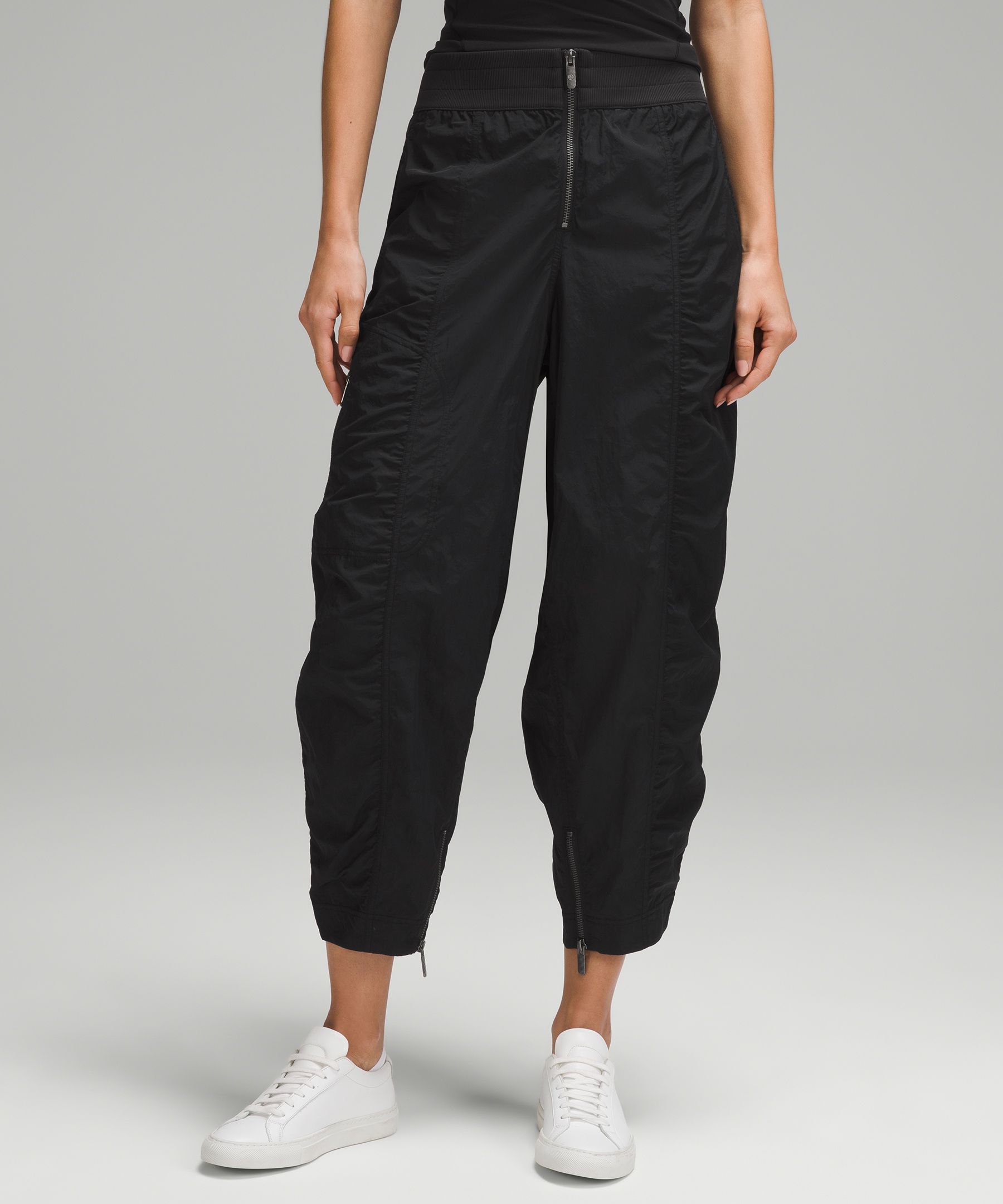 Stretch Woven High-Rise Wide-Leg Cropped Pant