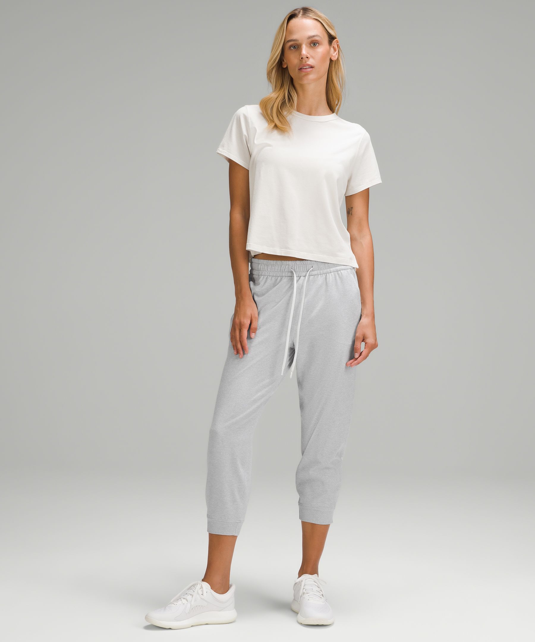 Soft Jersey Classic-Fit Mid-Rise Cropped Jogger, Women's Capris