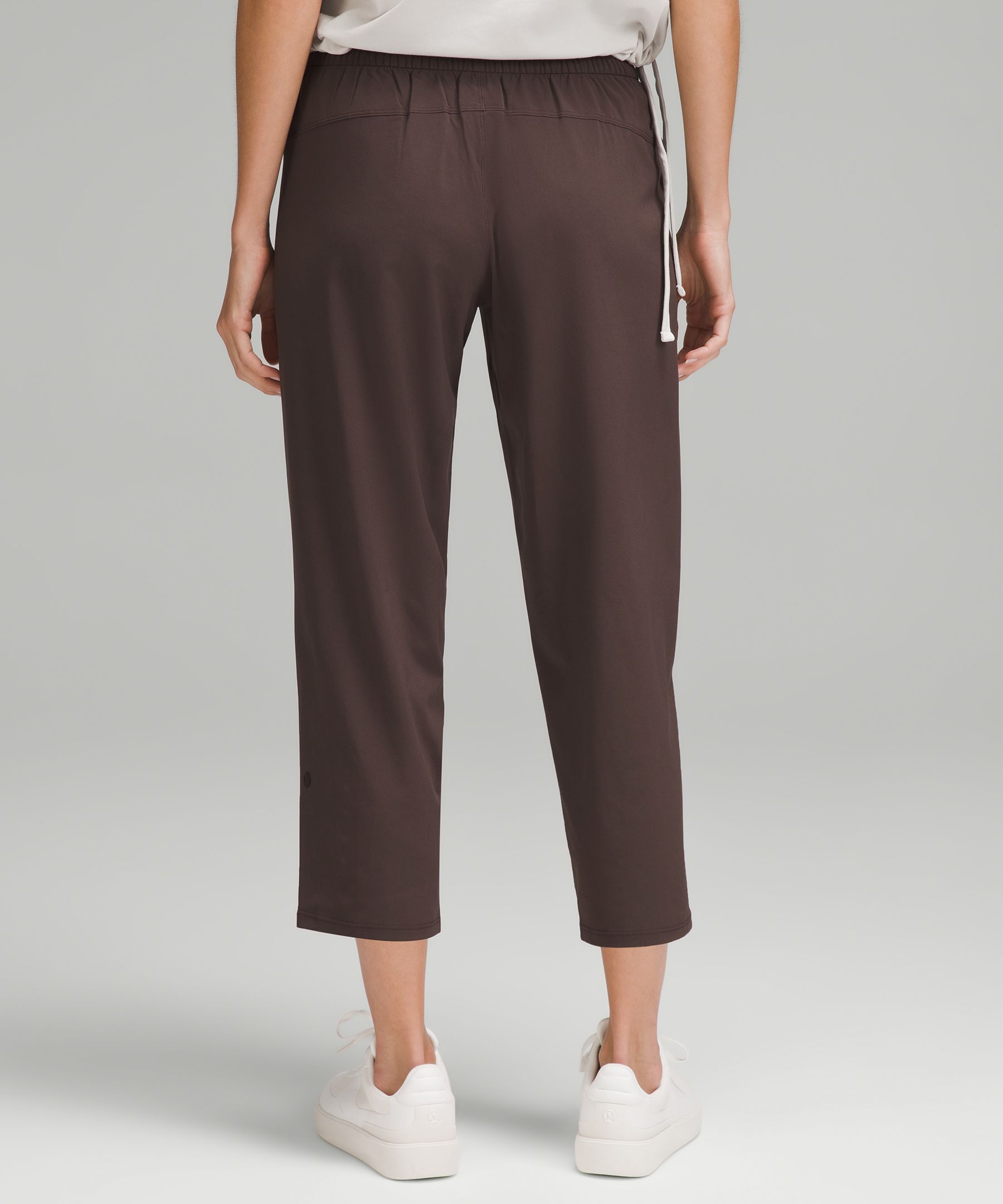 Lululemon Front-pleat Tapered Mid-rise Cropped Pant In Brown