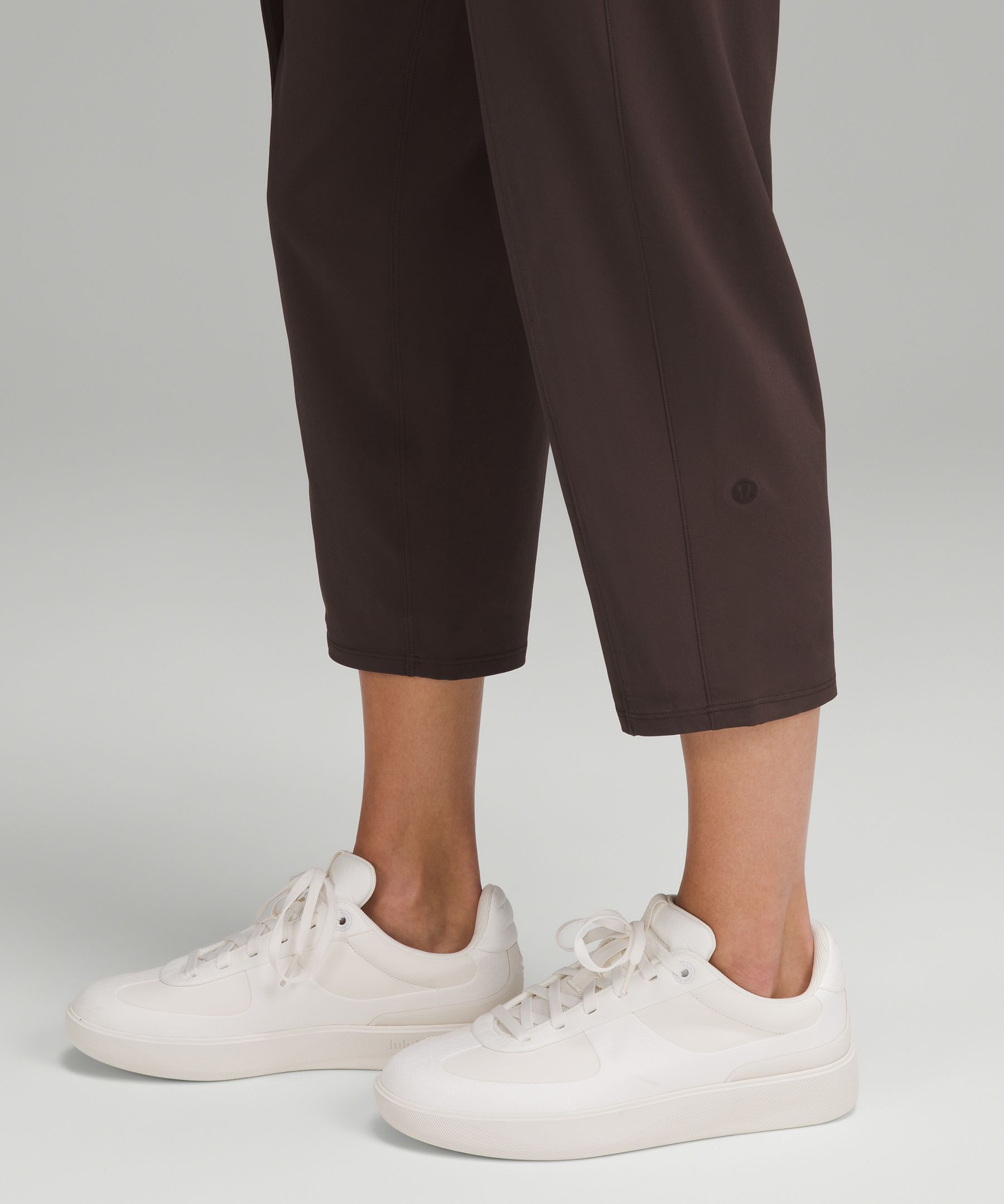 Lululemon Front-pleat Tapered Mid-rise Cropped Pant In Brown