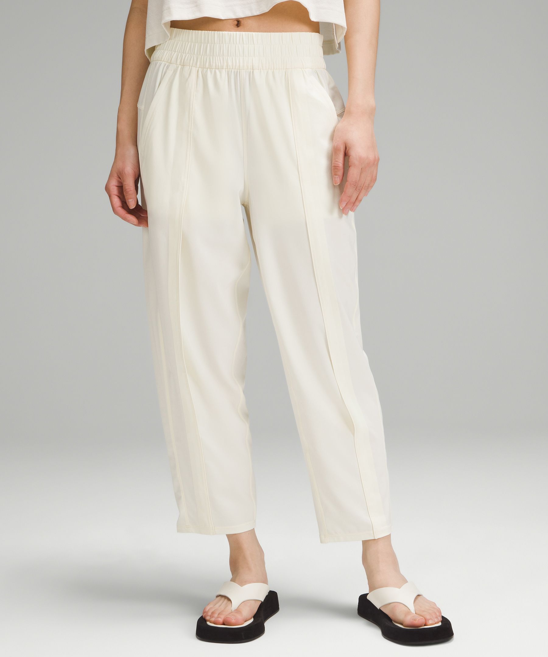 Lululemon Front-pleat Tapered Mid-rise Cropped Pant In Neutral