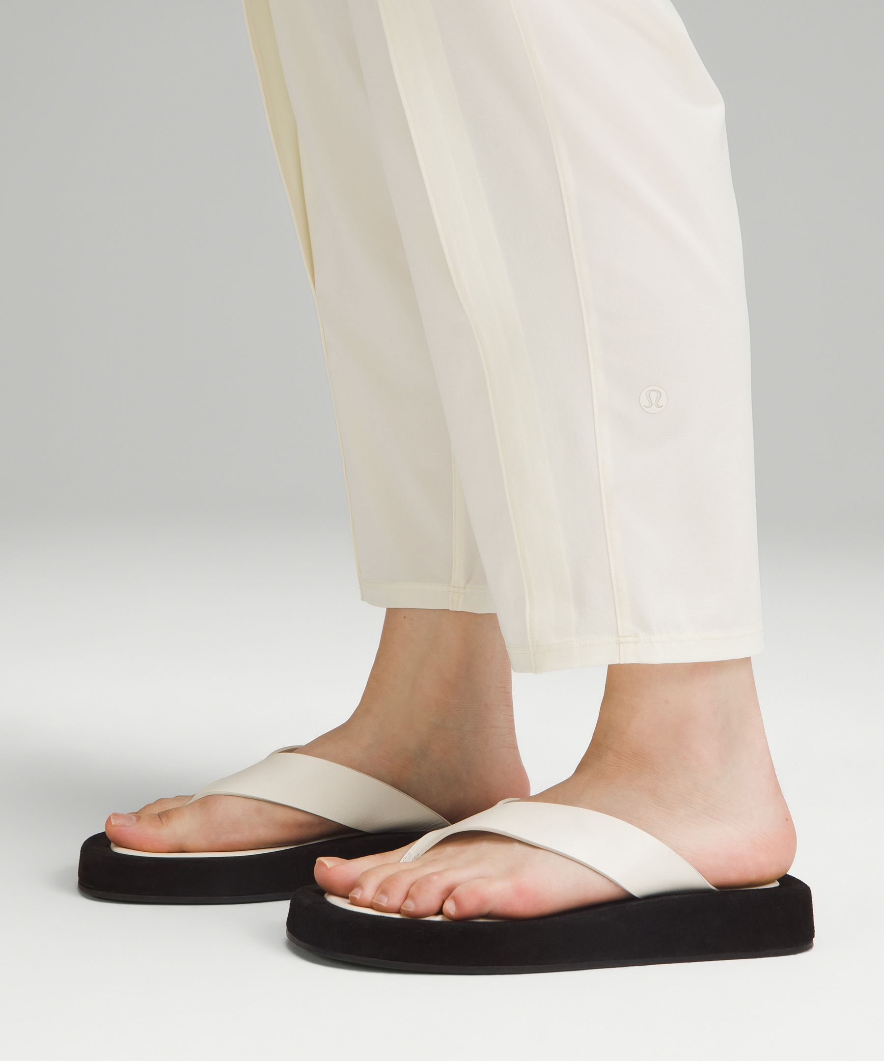Lululemon Front-pleat Tapered Mid-rise Cropped Pant In Neutral