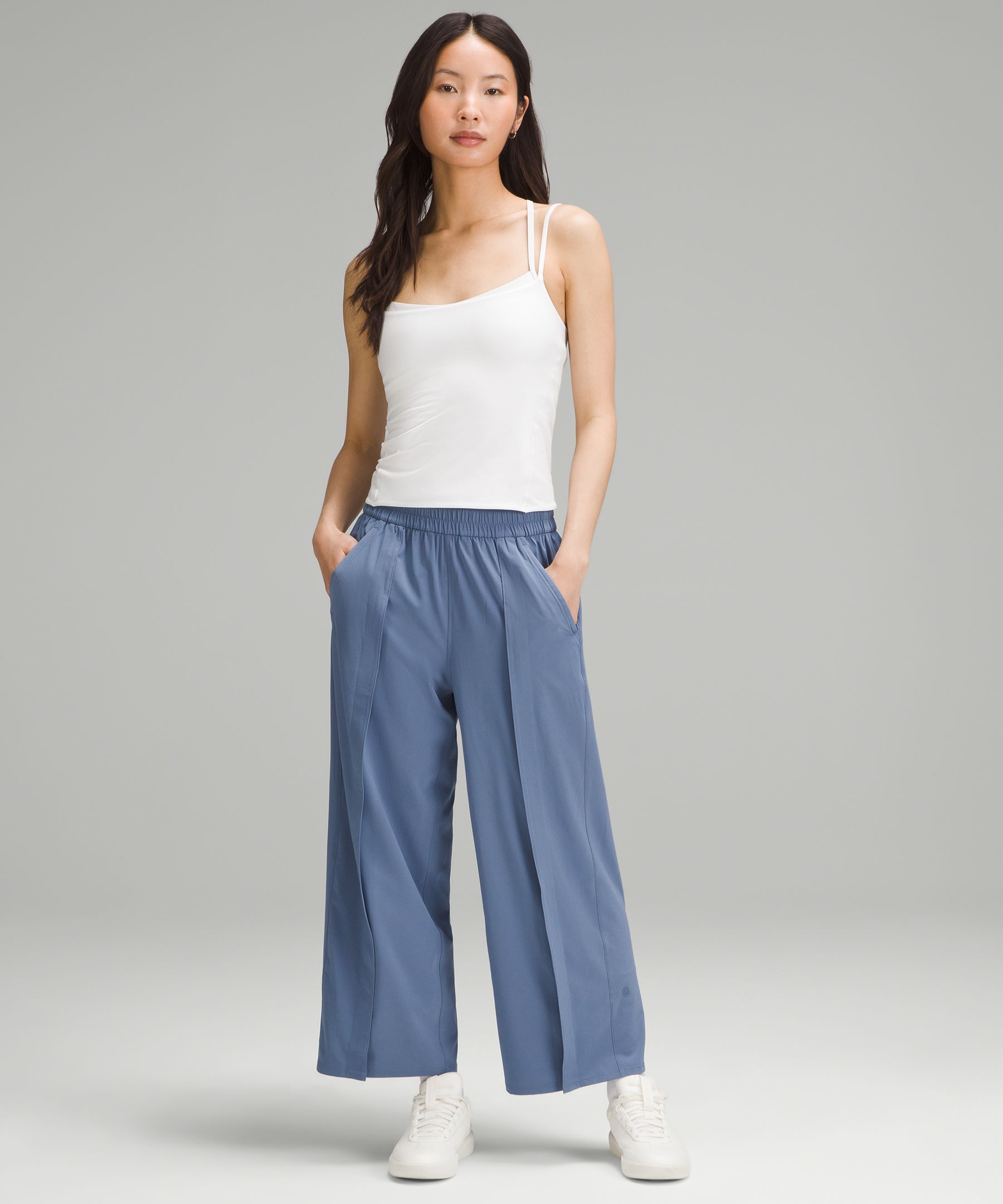 Lululemon Front-pleat High-rise Wide-leg Cropped Pant In Blue