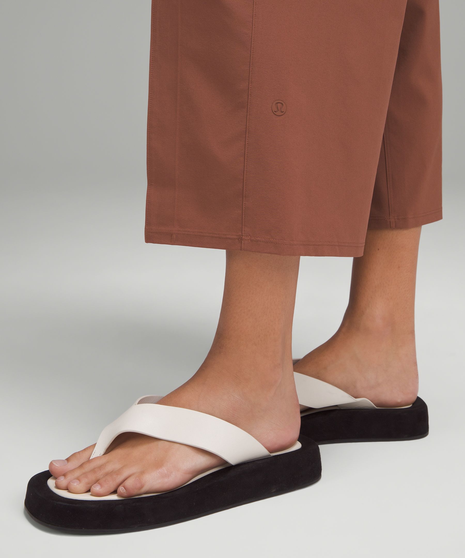 Lululemon Front-pleat High-rise Wide-leg Cropped Pant In Brown