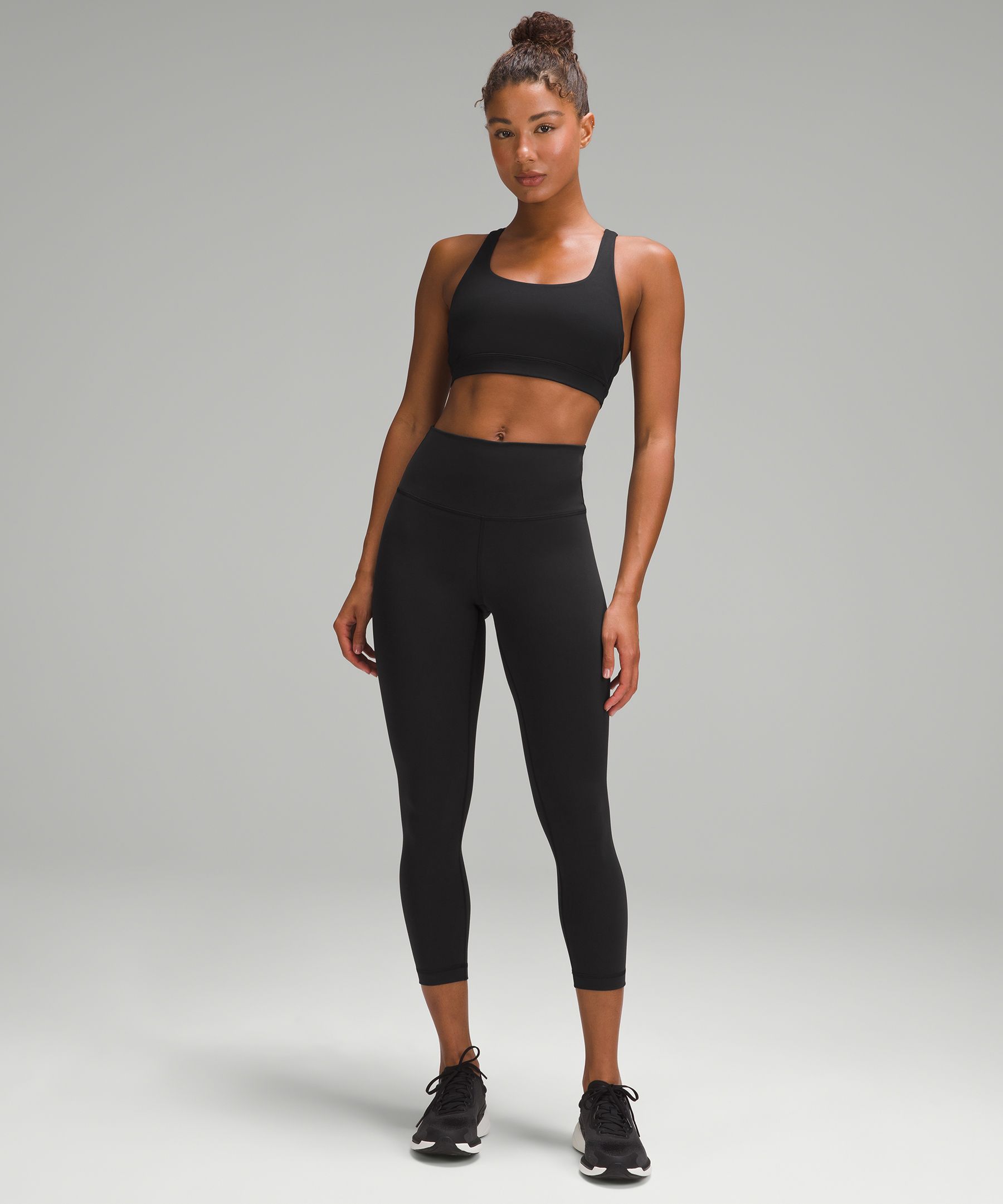 Lululemon Logo Waistband Everlux Training Crop 15 - Black - lulu