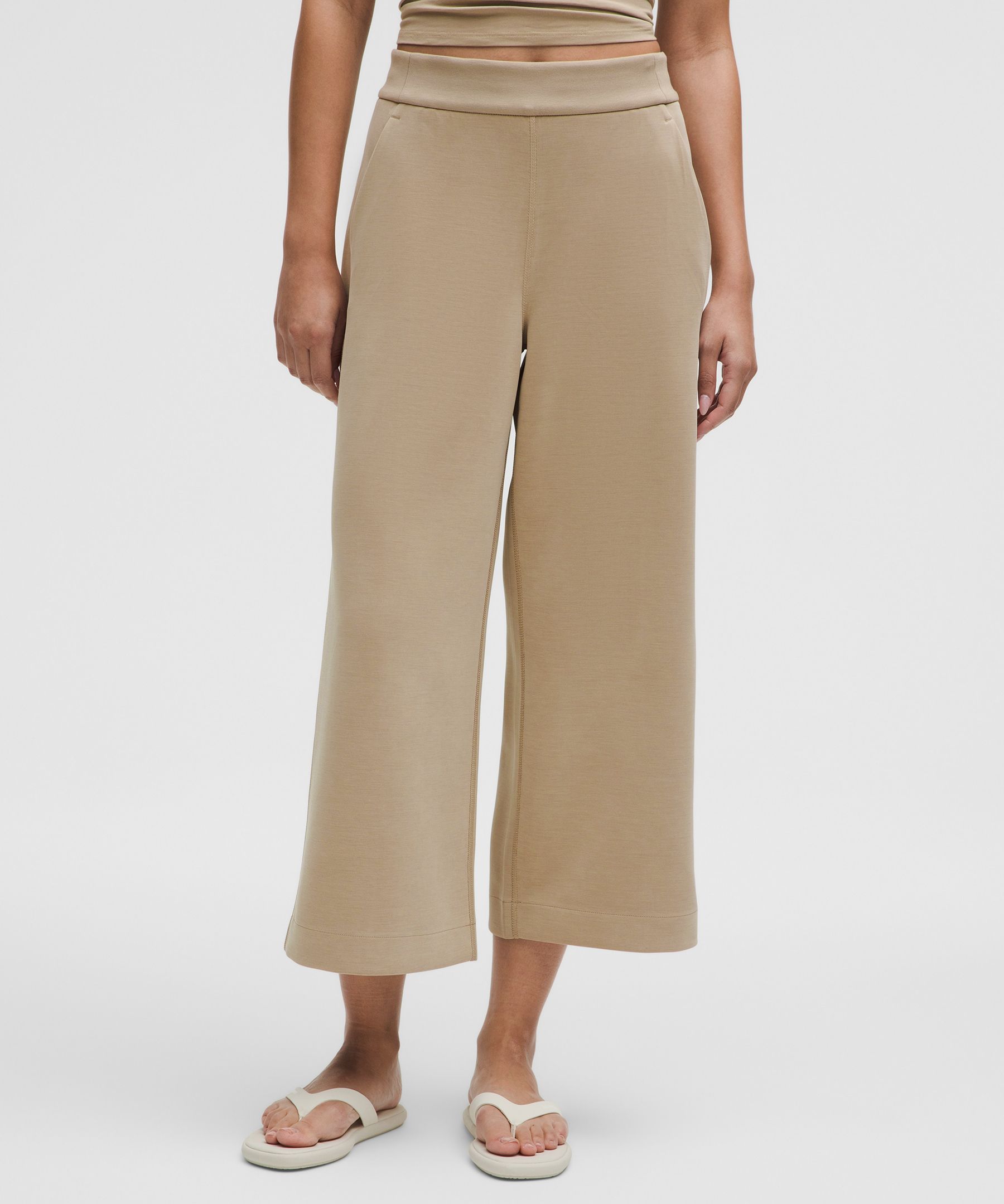 Softstreme High-Rise Wide-Leg Cropped Pant - Brown