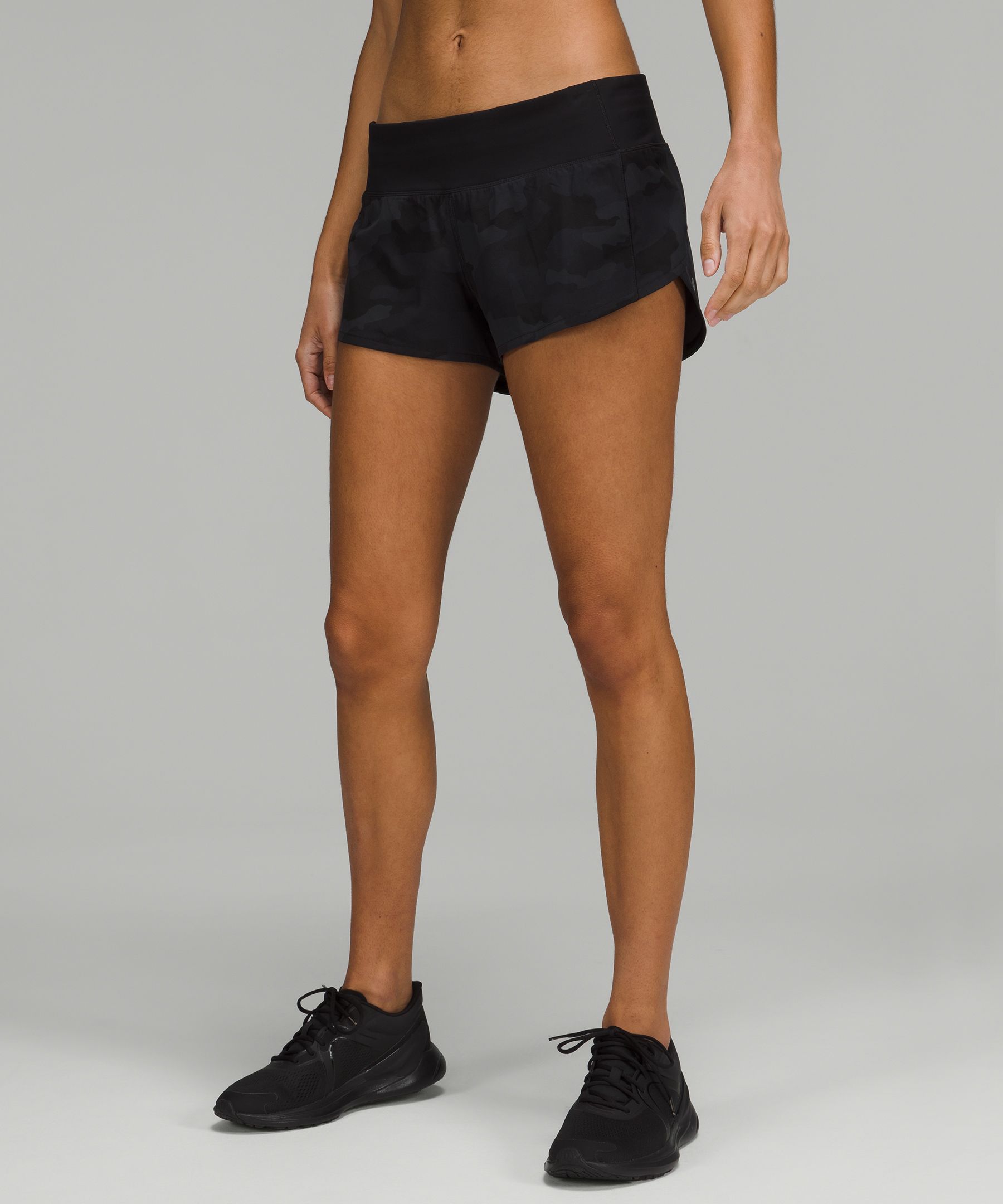Lululemon Speed Up Low-rise Lined Shorts 2.5 In Heritage 365 Camo Deep  Coal /black