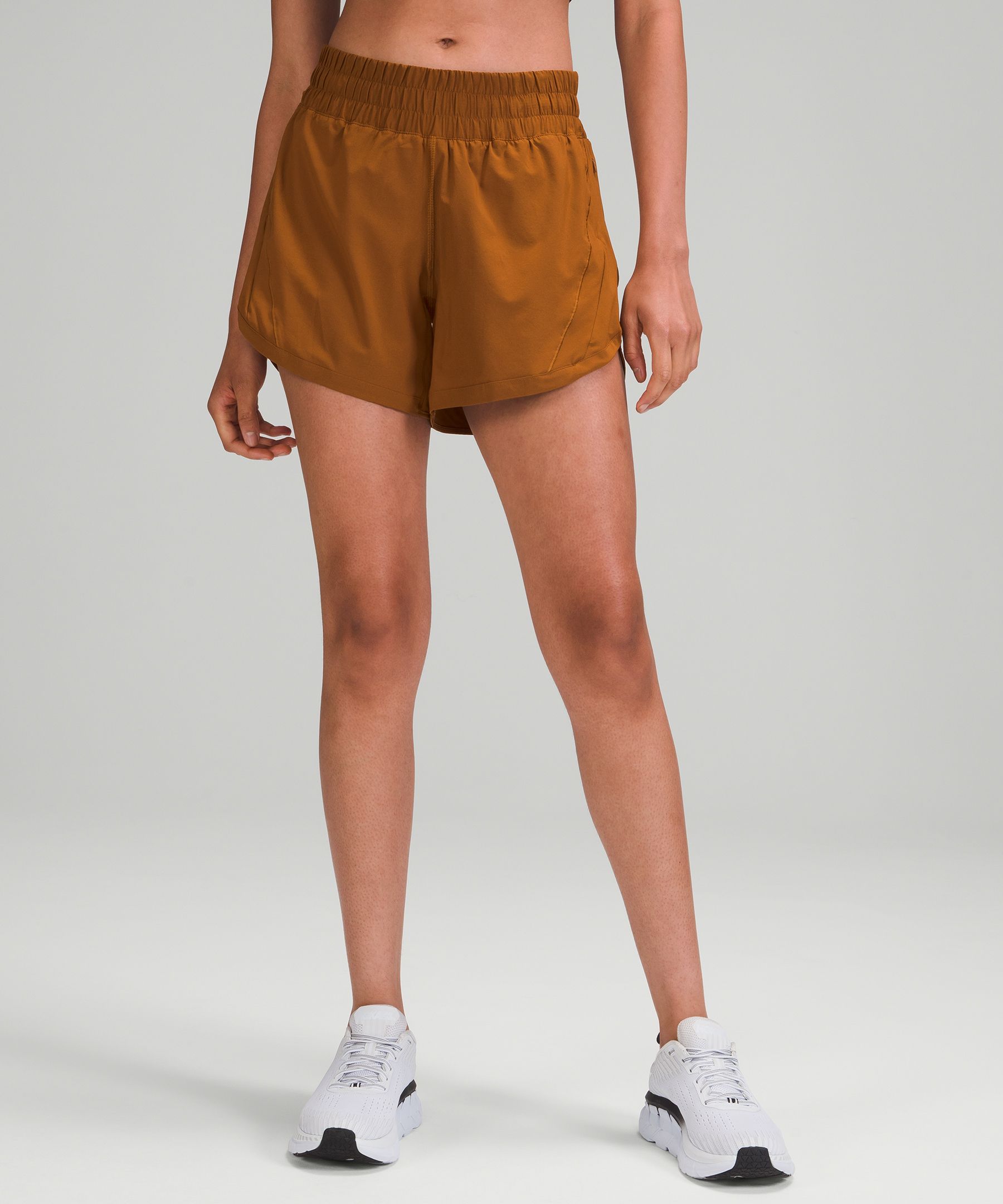 Lululemon Track That Mid-rise Lined Shorts 5" In Copper Brown