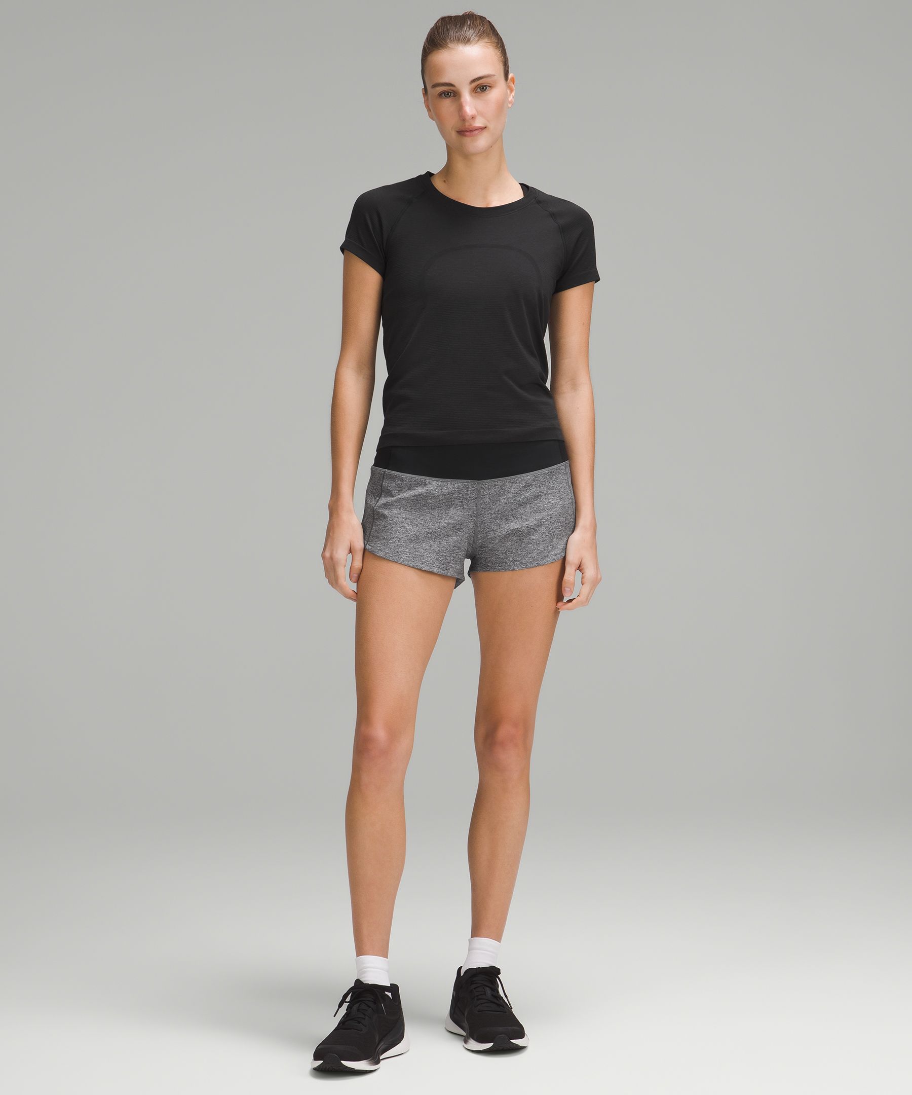 Lululemon Speed Up High-rise Lined Shorts 4 In Heather Lux Black