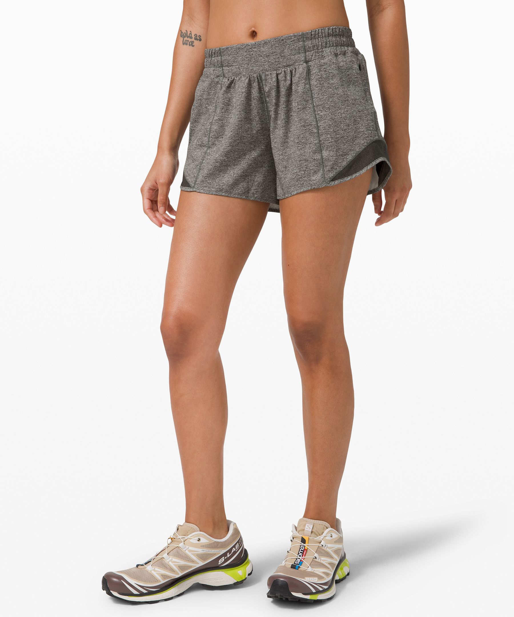 Lululemon Hotty Hot Low-rise Lined Shorts 4" In Heather Lux Black