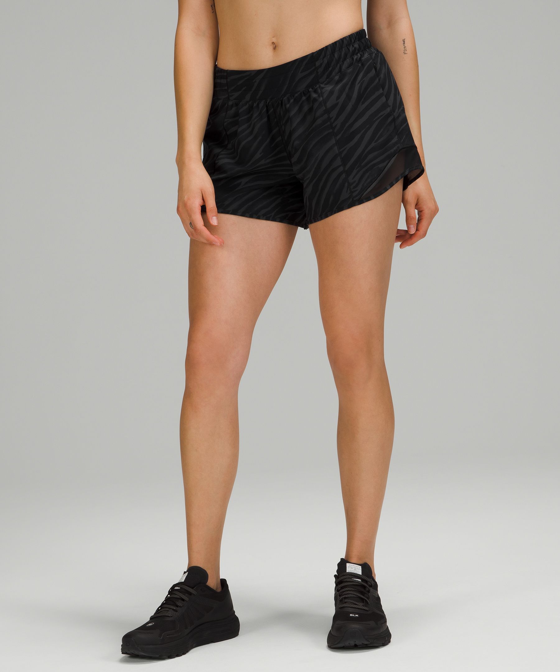 Lululemon Hotty Hot 2.5 Inch Running Shorts In Le Tigre Camo Deep Coal Multi/black