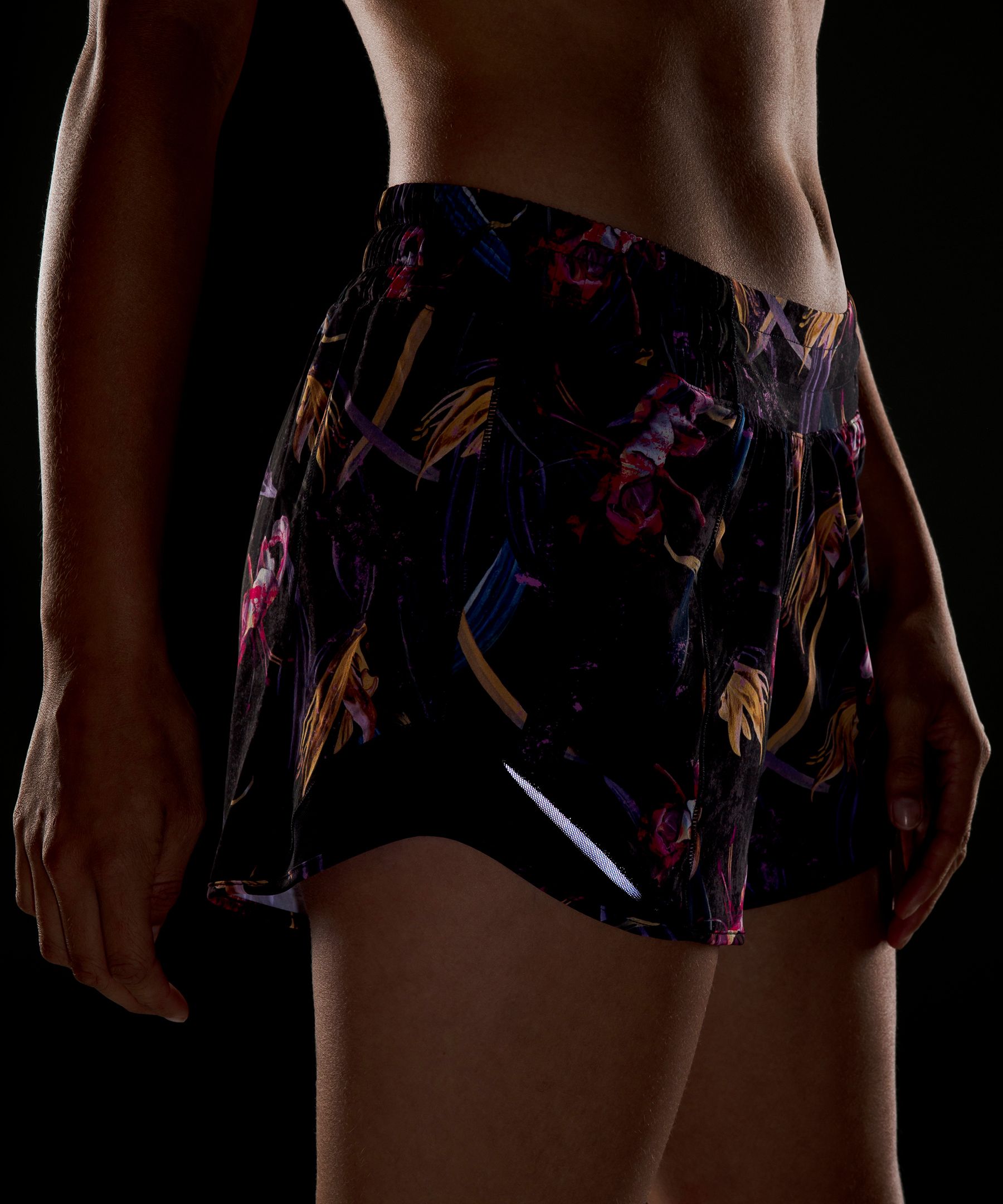 Lululemon Hotty Hot Low-rise Lined Shorts 4" In Veiled Floral Black /black